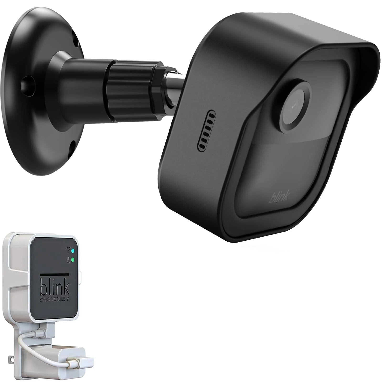 Blink Outdoor 4 (4th Gen) Wall Mount, Weatherproof Protective Cover and 360 Degree Adjustable Mount with Blink Sync Module 2 Outlet Mount for Blink Outdoor Indoor Security Camera (Black, 1 Pack) Black