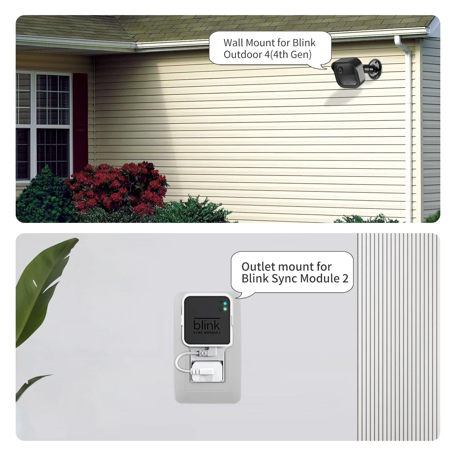 Blink Outdoor 4 (4th Gen) Wall Mount, Weatherproof Protective Cover and 360 Degree Adjustable Mount with Blink Sync Module 2 Outlet Mount for Blink Outdoor Indoor Security Camera (Black, 1 Pack) Black - Image 6