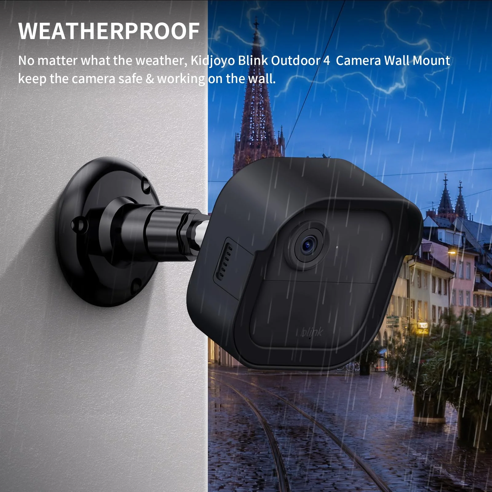 Blink Outdoor 4 Camera Mount with Outlet Mount for Blink Sync Module 2, Protective Cover & 360°Adjustable Mount for Blink Camera Wireless 4th for Outside for Blink Camera Accessories(3 Pack) Black - Image 4