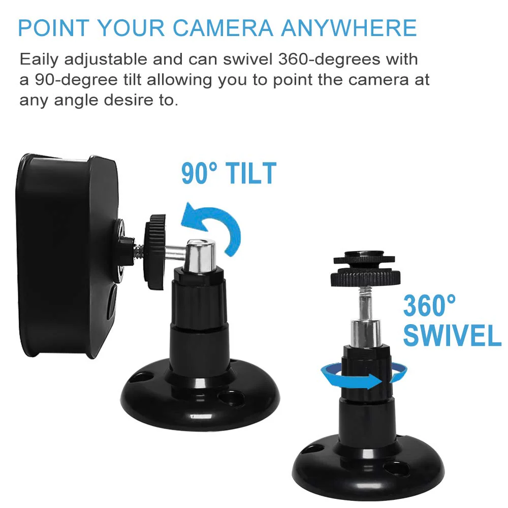 Blink XT / XT2 Camera Mount, 360 Degree Adjustable Indoor/Outdoor Wall Mount Bracket for Blink Home Security System Black 3 Pack - Image 2