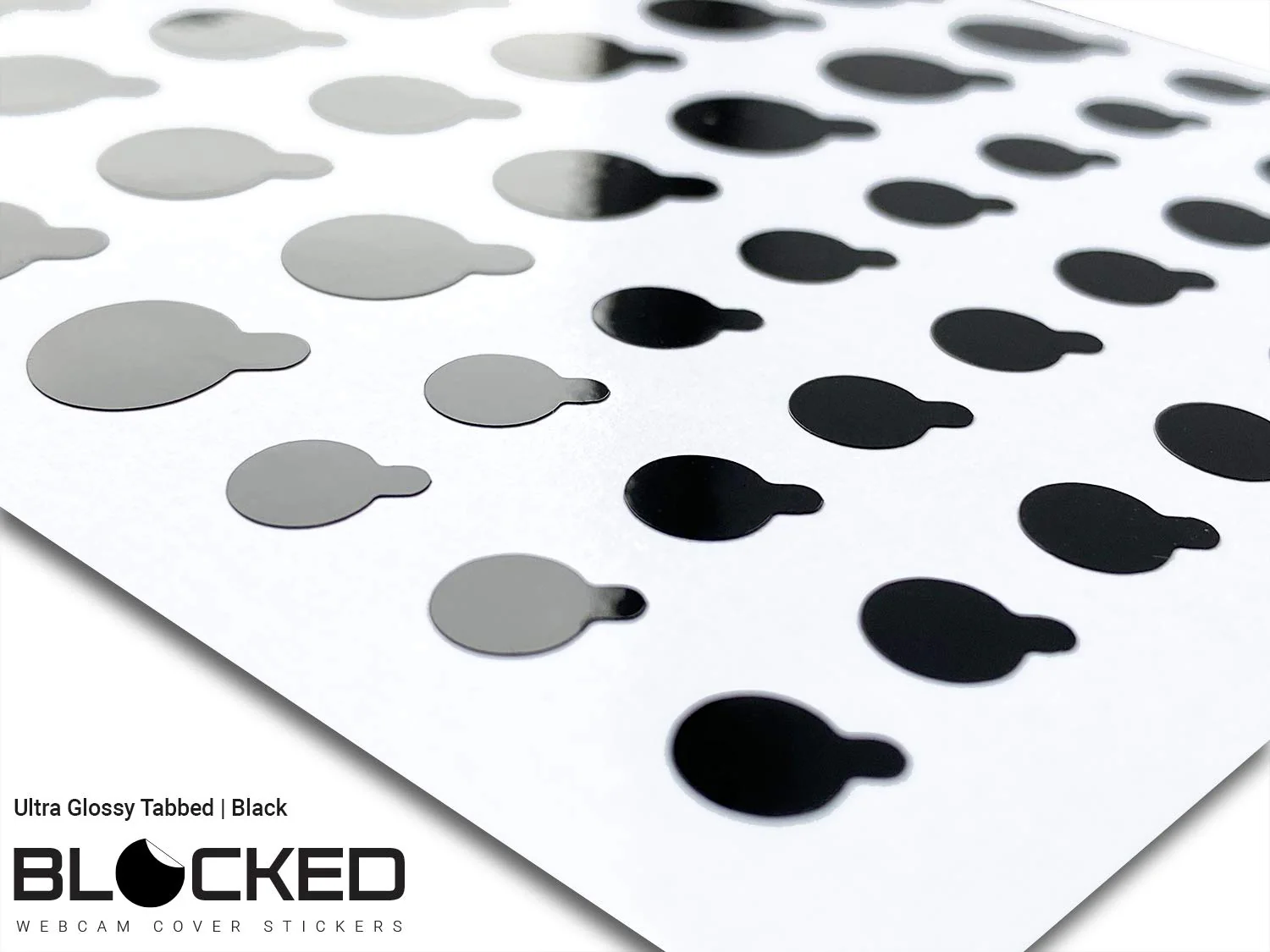 BLOCKED Webcam/Camera Vinyl Covers | 57 TabbedLow-Tack Restickable Webcam Sticker | Multiple Sizes | Black 57-Pack Tabbed (Ultra Glossy) Black 57-pack Tabbed | Ultra Glossy - Image 3