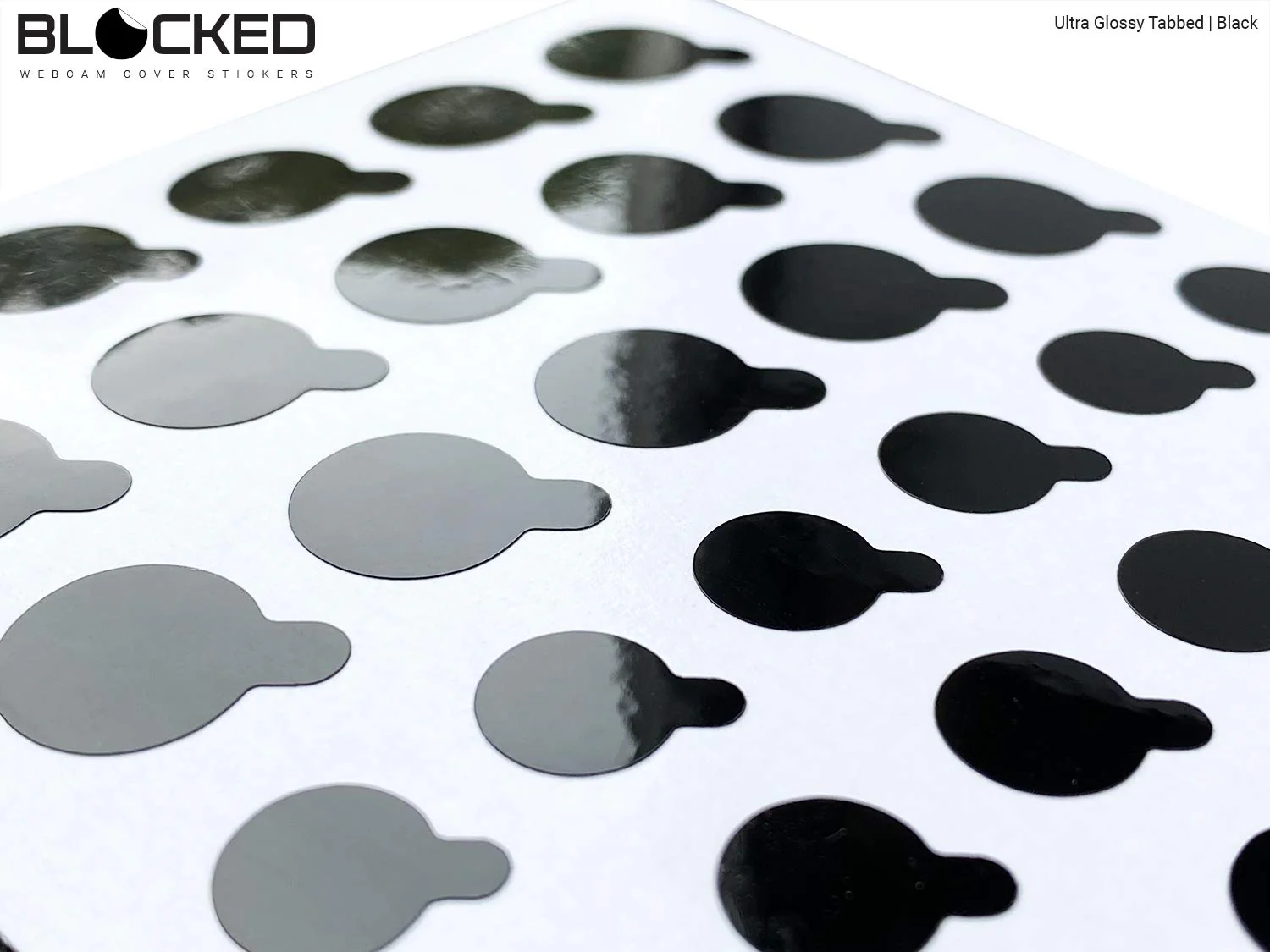 BLOCKED Webcam/Camera Vinyl Covers | 57 TabbedLow-Tack Restickable Webcam Sticker | Multiple Sizes | Black 57-Pack Tabbed (Ultra Glossy) Black 57-pack Tabbed | Ultra Glossy - Image 4