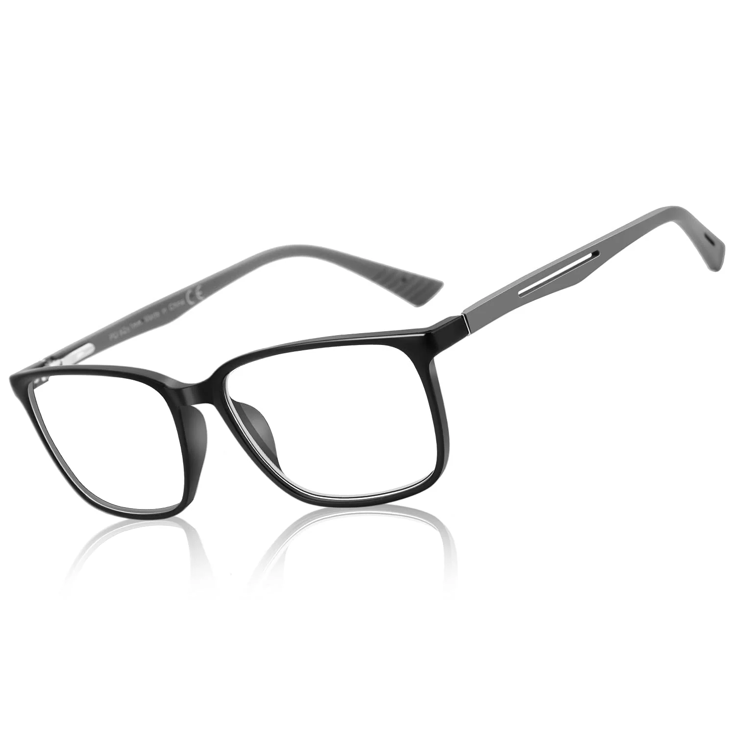Blue Light Reading Glasses for Men,Sport Square Frame Readers, Anti Glare Computer Glasses 01 Black 0.0 x