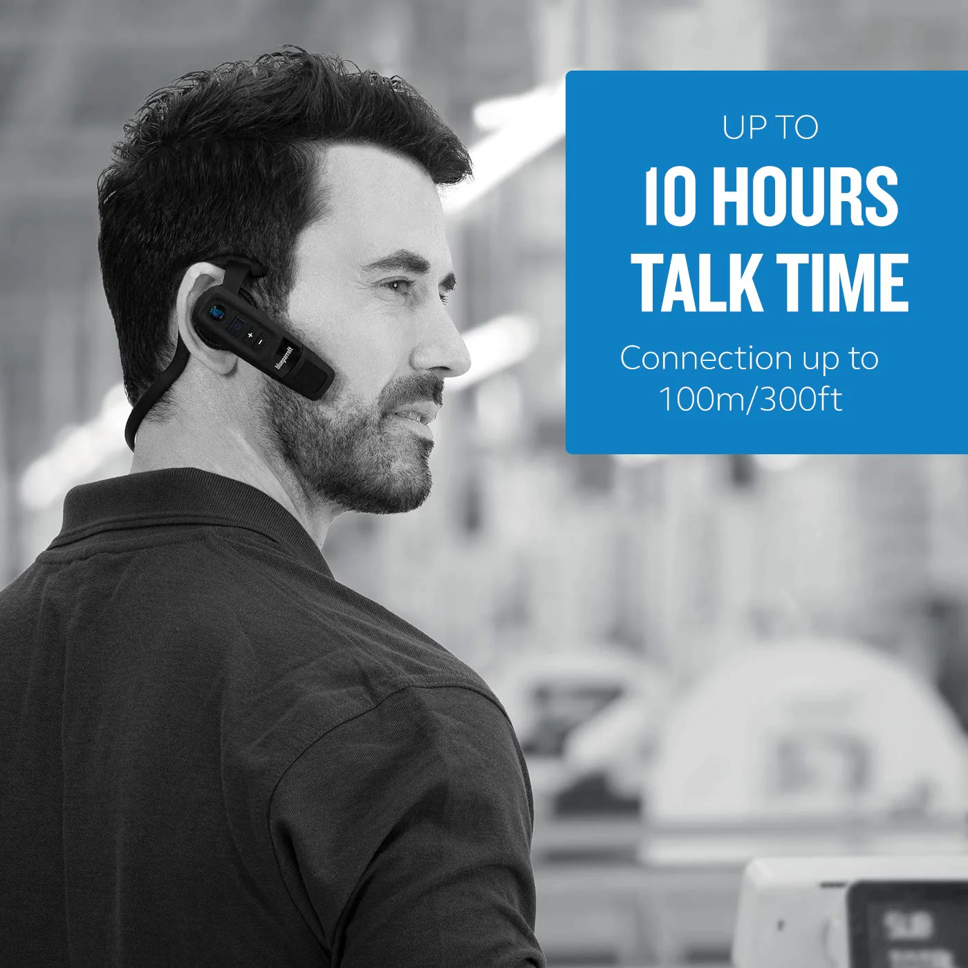 BlueParrott C300-XT Noise Canceling Bluetooth Headset – Hands-Free Wireless Headset, Perfect For High-Noise Environments, Long Wireless Range with Superior Sound, IP65-Rated, Black - Image 4