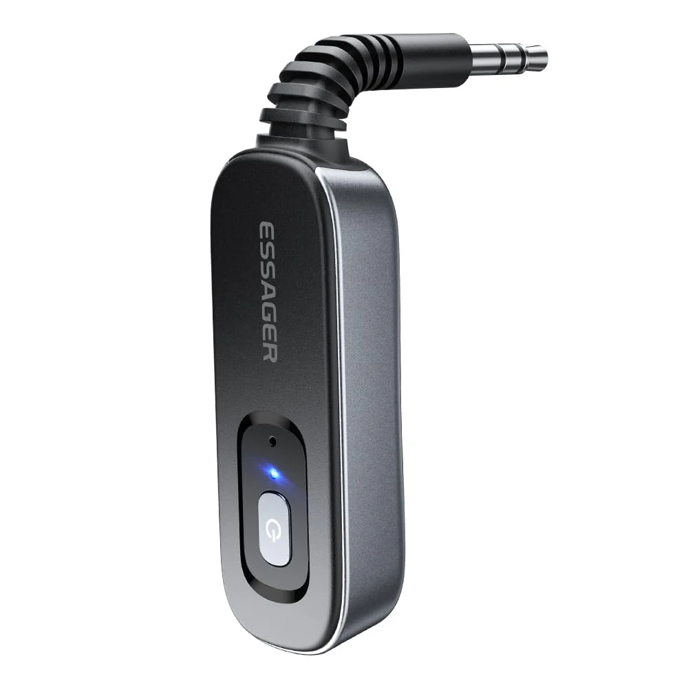 Bluetooth 5.1 Aux Adapter Receiver & Transmitter Rechargeable for Airpods Headphones Speaker, 3.5mm Aux Audio Jack Adapter for Airplane Treadmill Flight MP3 Player TV Car Home Stereo System