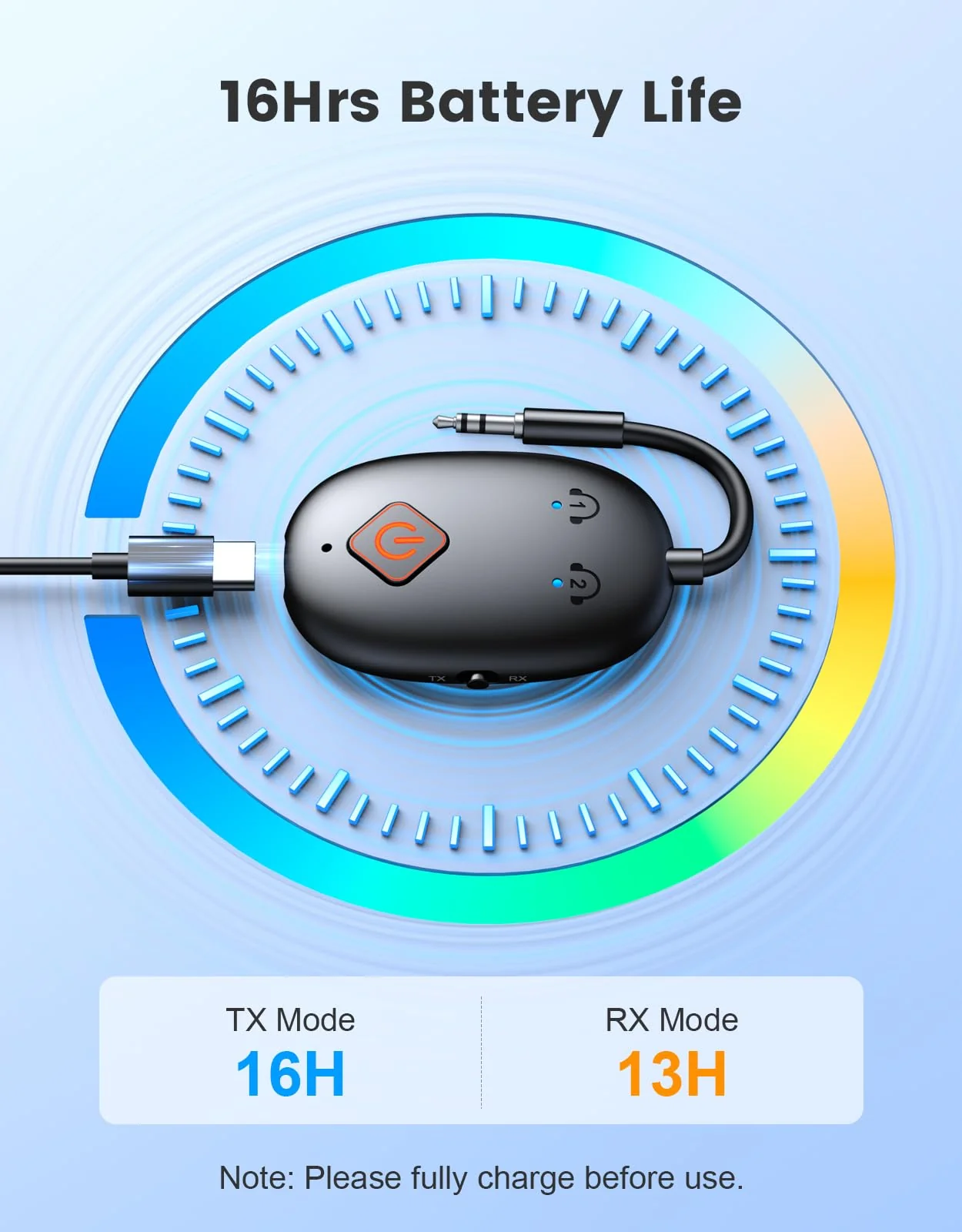 Bluetooth 5.3 Transmitter Receiver for Airplane, 2 in 1 Wireless Bluetooth Transmitter Adapter for AirPods or Wireless Headphones Dual Pairs, 3.5mm Audio for Flight TV Gym Car Stereo Tablets - Image 7