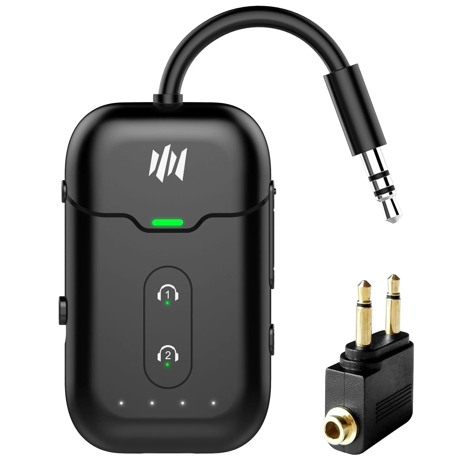 Bluetooth 5.4 Transmitter Receiver,2-in-1 Bluetooth Adapter for Airplane,Bluetooth Transmitter for TV,Gym, Up to 2 AirPods/Headphones,Wireless Audio Adapter with aptX LL for Travel & Home/Car Stereo Black