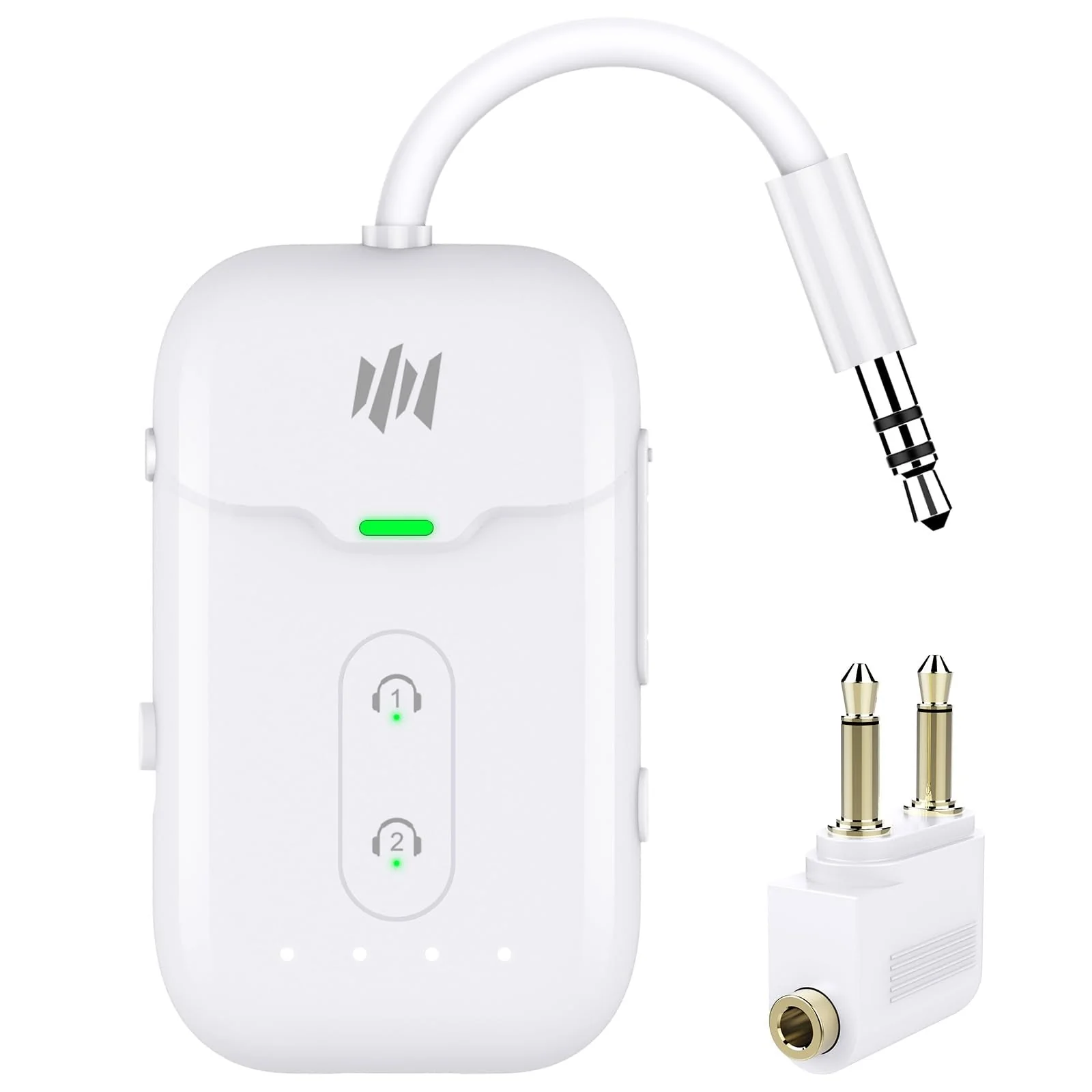 Bluetooth 5.4 Transmitter Receiver,2-in-1 Bluetooth Adapter for Airplane,Bluetooth Transmitter for TV,Gym, Up to 2 AirPods/Headphones,Wireless Audio Adapter with aptX LL for Travel & Home/Car Stereo White