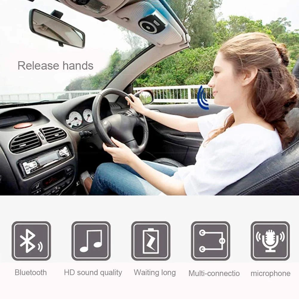 Bluetooth Car Kit Speakerphone,Smart Hands- Bluetooth Visor Clip Speakerphone Connect 2 Phones at Same Time - Image 4
