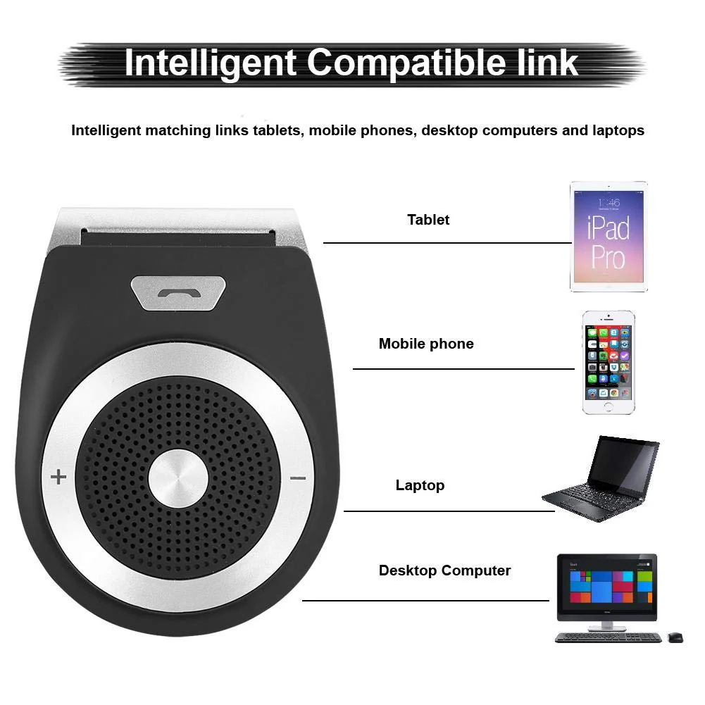 Bluetooth Car Kit Speakerphone,Smart Hands- Bluetooth Visor Clip Speakerphone Connect 2 Phones at Same Time - Image 5