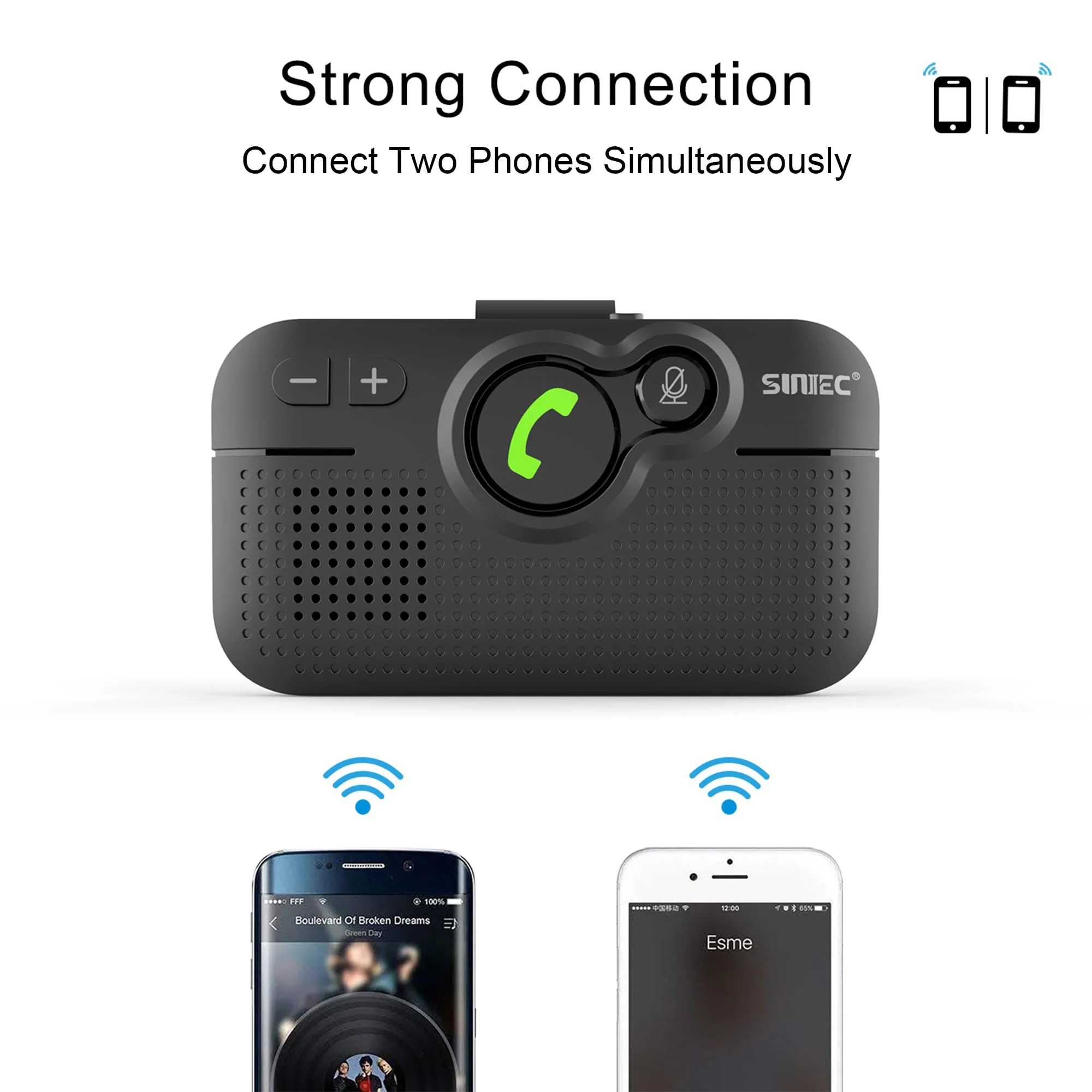 Bluetooth Car Speaker for Cell Phone, Handsfree Bluetooth Car Kit Motion AUTO ON Off Support Siri Voice Assistant Handsfree Speakerphone with Visor Clip - BC980P - Image 4