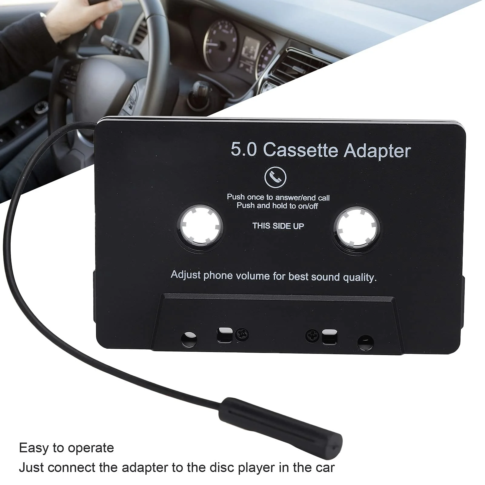 Bluetooth Cassette Adapter, Built‑in Microphone Bluetooth 5.0 MP3 Player LED Indicator Car Tape Converter USB Charging for Car - Image 2