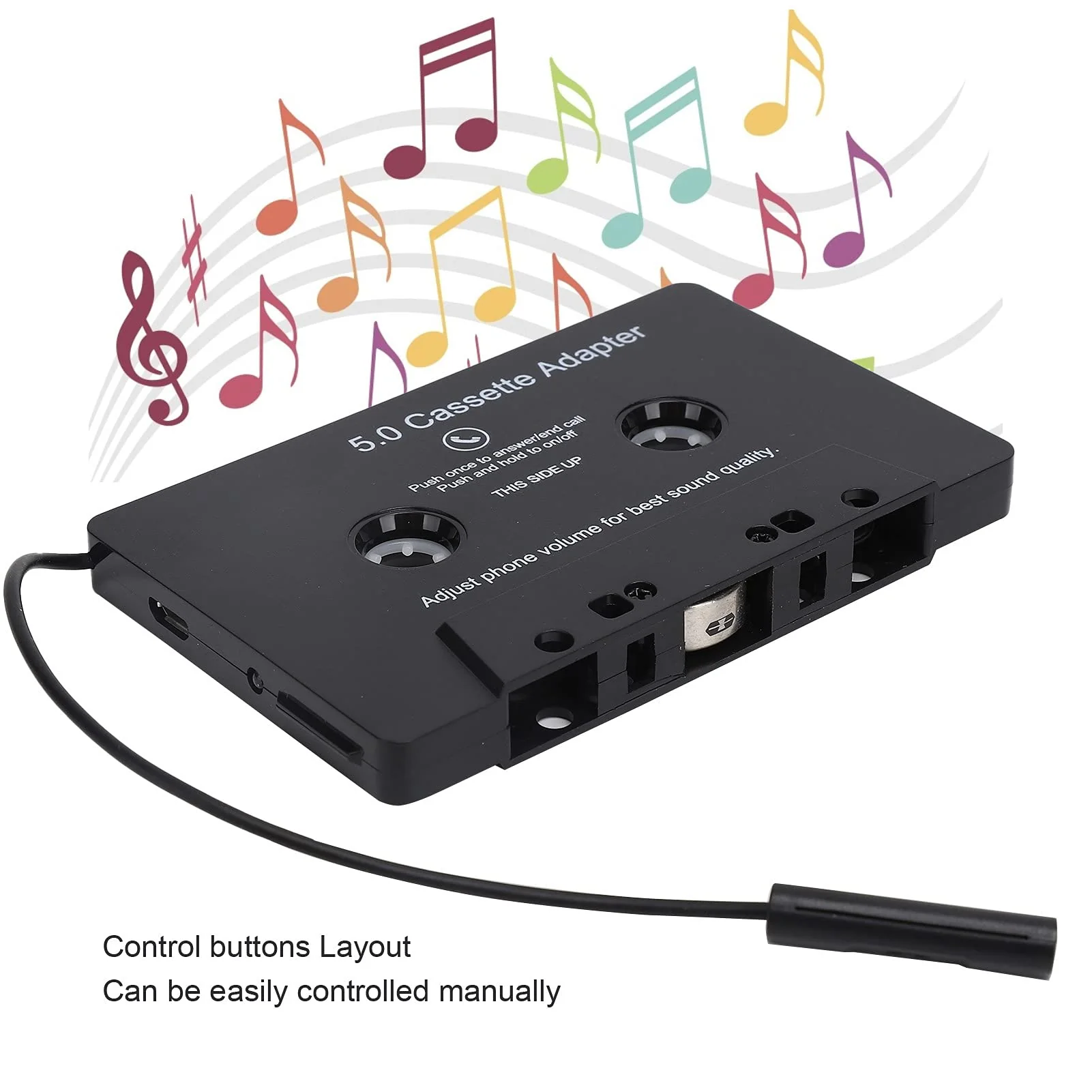 Bluetooth Cassette Adapter, Built‑in Microphone Bluetooth 5.0 MP3 Player LED Indicator Car Tape Converter USB Charging for Car - Image 3