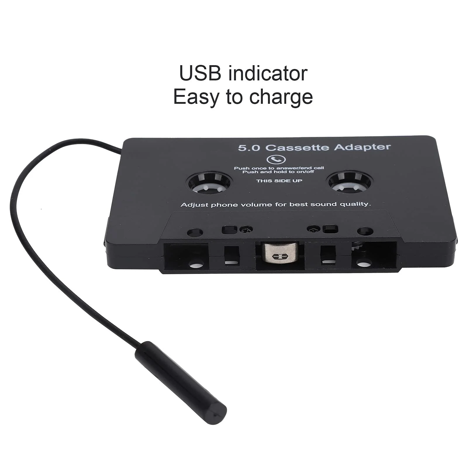 Bluetooth Cassette Adapter, Built‑in Microphone Bluetooth 5.0 MP3 Player LED Indicator Car Tape Converter USB Charging for Car - Image 6