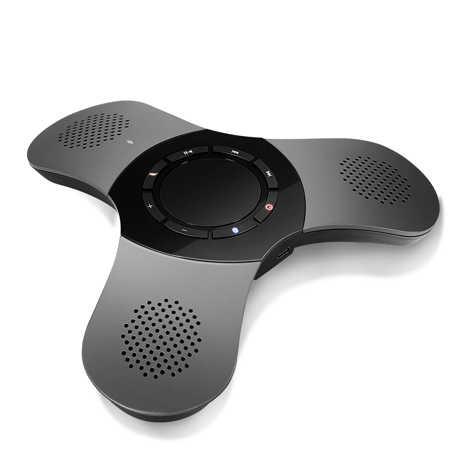 Bluetooth Conference Speaker with Microphone & Premium 360° Voice Pickup,USB-C Speakerphone Home Office for Teams/Zoom,Noise Cancelling Omnidirectional Conference Room Microphone and Speaker Black