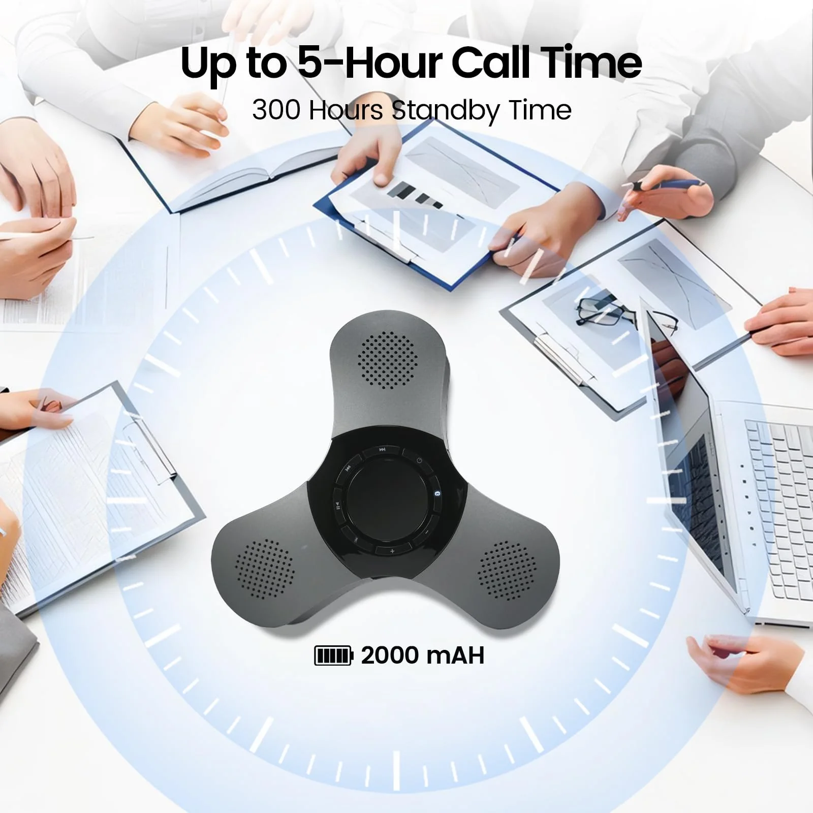 Bluetooth Conference Speaker with Microphone & Premium 360° Voice Pickup,USB-C Speakerphone Home Office for Teams/Zoom,Noise Cancelling Omnidirectional Conference Room Microphone and Speaker Black - Image 5