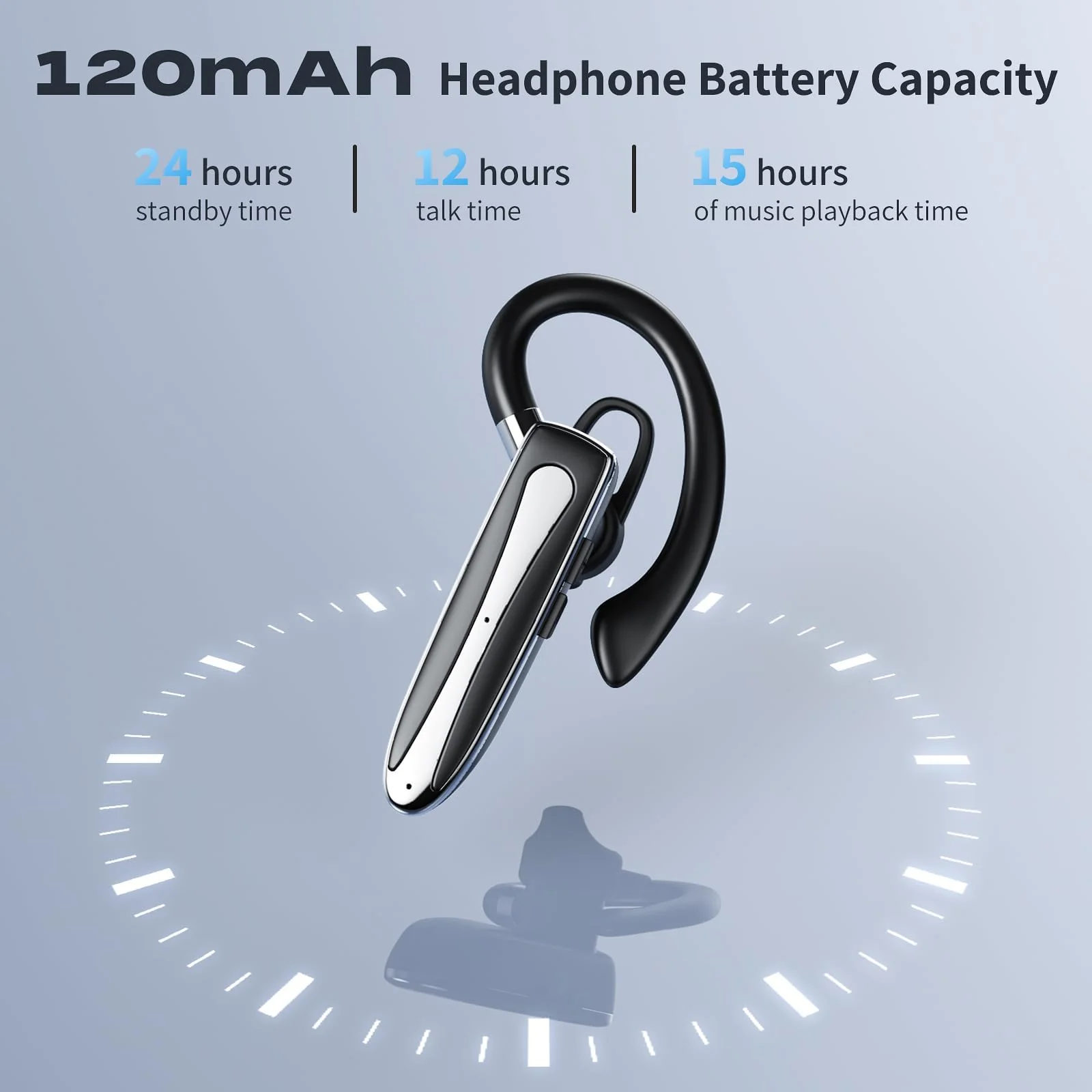 Bluetooth Earpiece for Phone Calls,Single Ear Wireless Headset with Noise Cancelling Mic,Hands-Free Earphones for Android iPhones,LED Display 500mAh Charging Case,for Driving,Business,Office YYK-530 - Image 4
