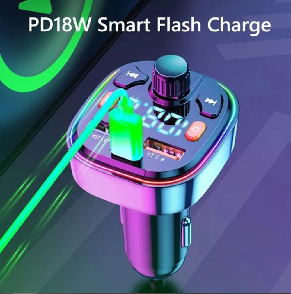 Bluetooth FM Transmitter for Car,Bluetooth Car Adapter with Dual USB Charging Car Charger MP3 Player Support TF Card & USB Disk,Hands Free Calling,7 Colors Led Backlit Light - Image 6