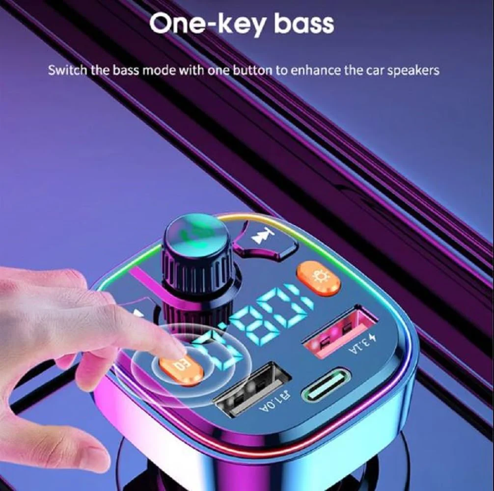 Bluetooth FM Transmitter for Car,Bluetooth Car Adapter with Dual USB Charging Car Charger MP3 Player Support TF Card & USB Disk,Hands Free Calling,7 Colors Led Backlit Light - Image 8