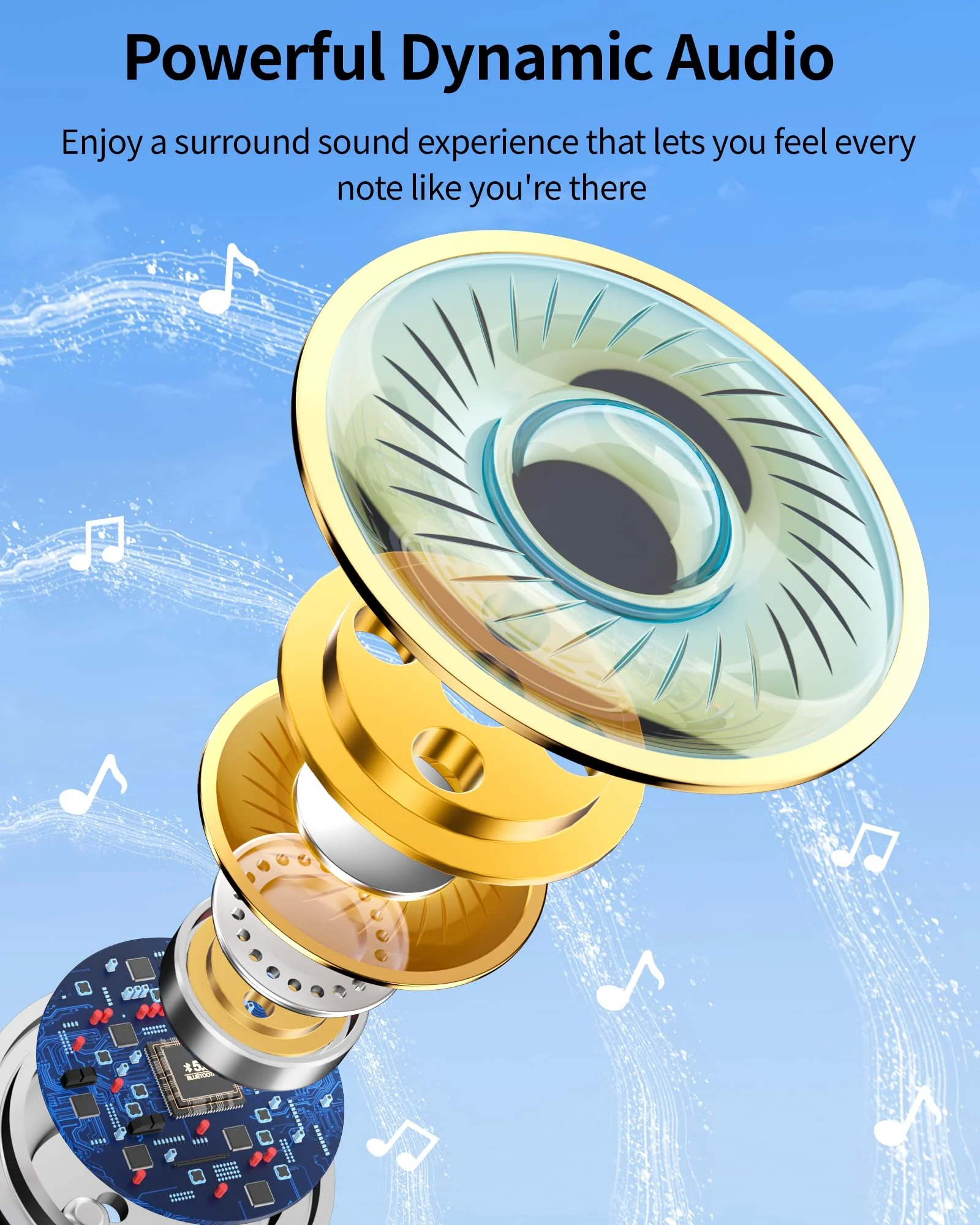 Bluetooth Headphones Wireless Earbuds 80hrs Playtime Wireless Charging Case Digital Display Sports Ear buds with Earhook Deep Bass IPX7 Waterproof Over-Ear Earphones for TV Phone Laptop Olive Medium - Image 5