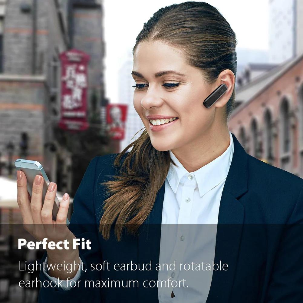 Bluetooth Headset, Marnana Wireless Bluetooth Earpiece with 18 Hours Playtime and Noise Cancelling Mic, Ultralight Earphone Hands-Free for iPhone iPad Tablet Samsung Android Cell Phone Call-Upgraded Black - Image 5