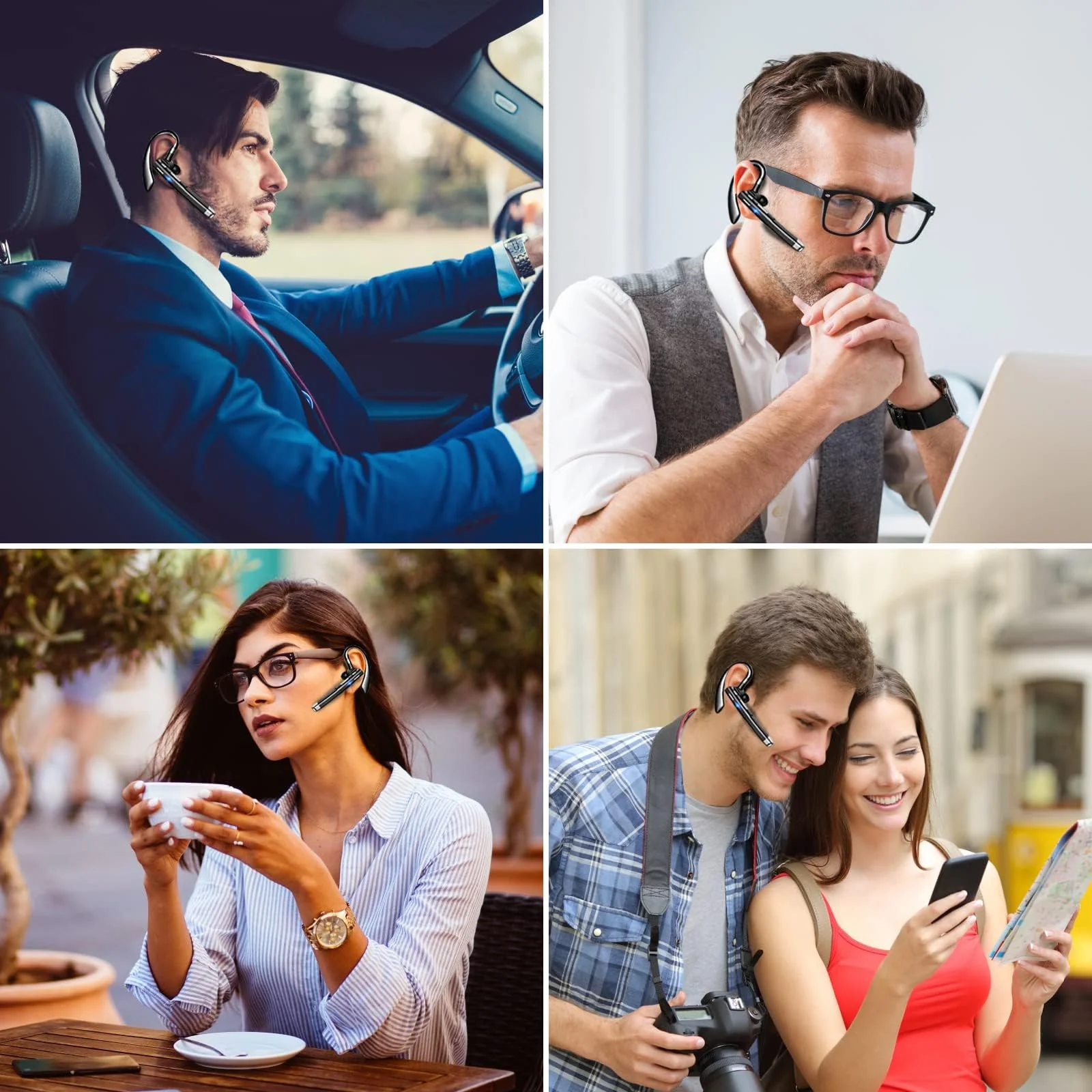 Bluetooth Headset,Wireless Bluetooth Earpiece with 500mAh Charging Case 80 Hours Talking Time,V5.2 Hands-Free Earphones with Built-in Mic for Driving/Office/Business, Compatible with iOS and Android - Image 7