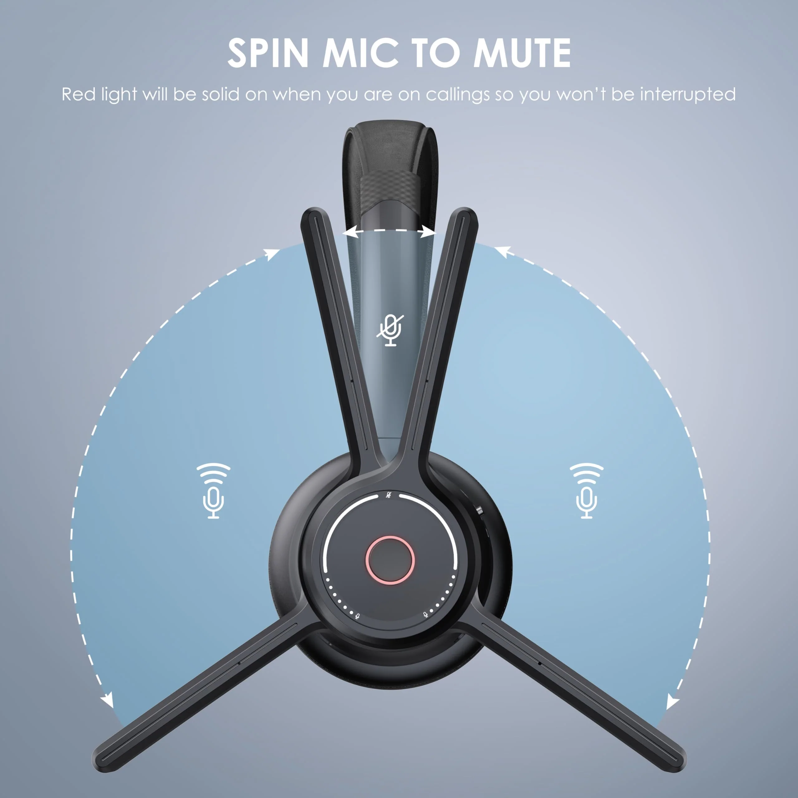 Bluetooth Headset, Wireless Headset with Noise Cancelling Microphone for Work, On Ear Headphones with USB Dongle and Mute Mic for Computer, Office Headset for Work, Call Center - Image 4