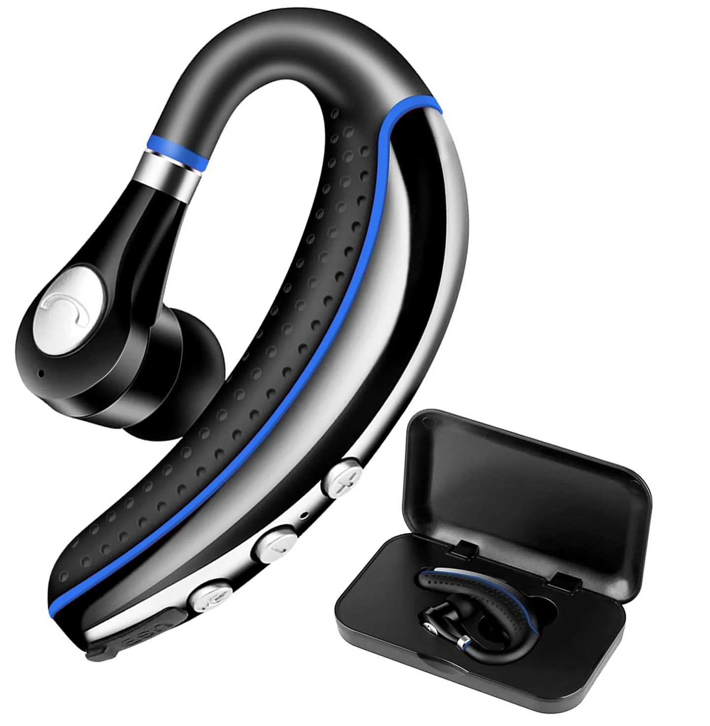 Bluetooth Headset,Wireless V5.0 Business Bluetooth Earpiece in Ear Lightweight Sweatproof Earphones with Mic Work for Cell Phones for Office/Workout/Driving Blue