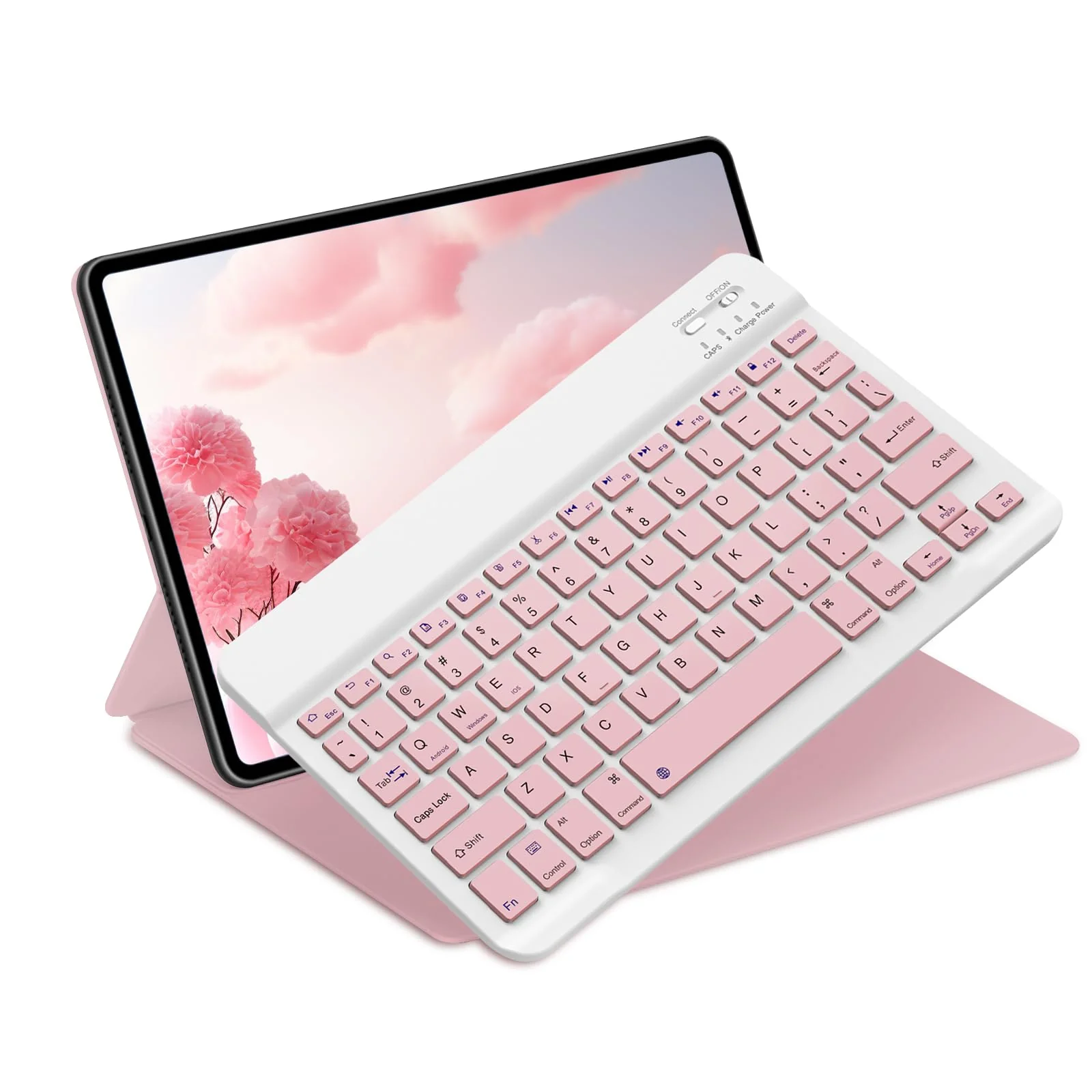 Bluetooth Keyboard for iPad 10th Generation, iPad Pro 13/12/11/10/9/8/7 inch, iPad Air 13/11th Gen, iPad Mini, Samsung Xiaomi Tablets, etc. - Slim Wireless Portable Travel Office Computer Accessories Pink