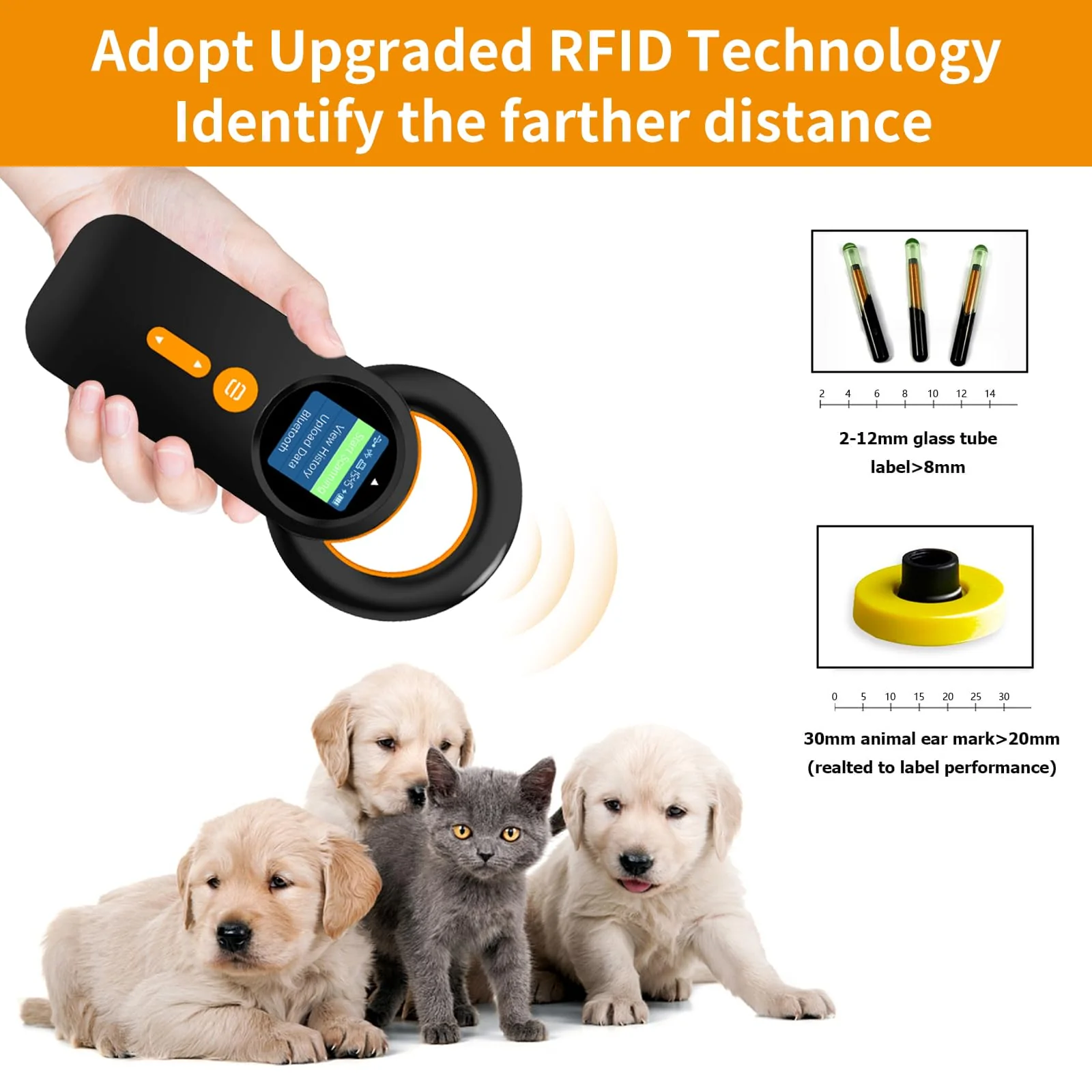 Bluetooth Pet Microchip Reader,Alacrity 3-in-1(2.4GHz Wireless+Bluetooth+USB) Animal Universal Microchip Tag Reader Scanner with 1.44” TFT Screen,800mA*H Rechargeable Battery,240 Pieces Data Storage Na-q30 - Image 2