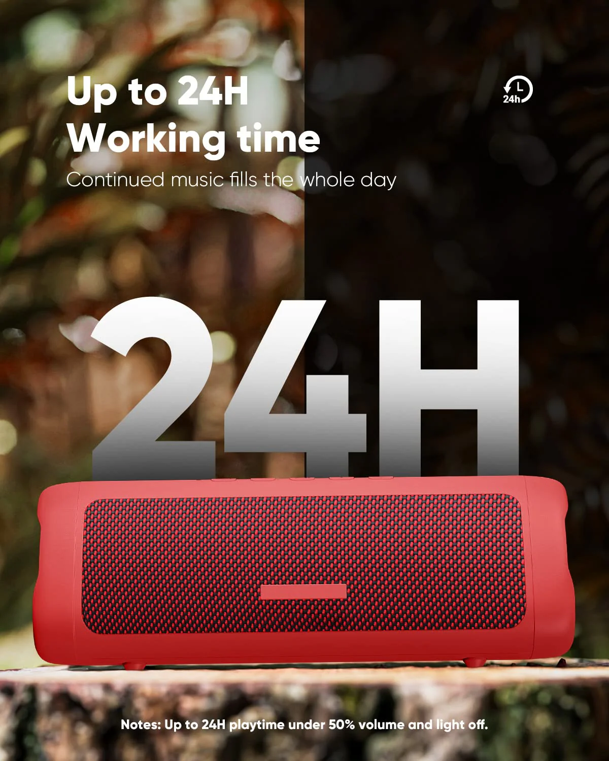 Bluetooth Speaker, IPX5 Waterproof Speaker with HD Sound, Up to 24H Playtime, TWS Pairing, BT5.3, Portable Wireless Speakers for Home/Party/Outdoor/Beach, Electronic Gadgets, Birthday Gift (Red) 1pcs-Red - Image 3