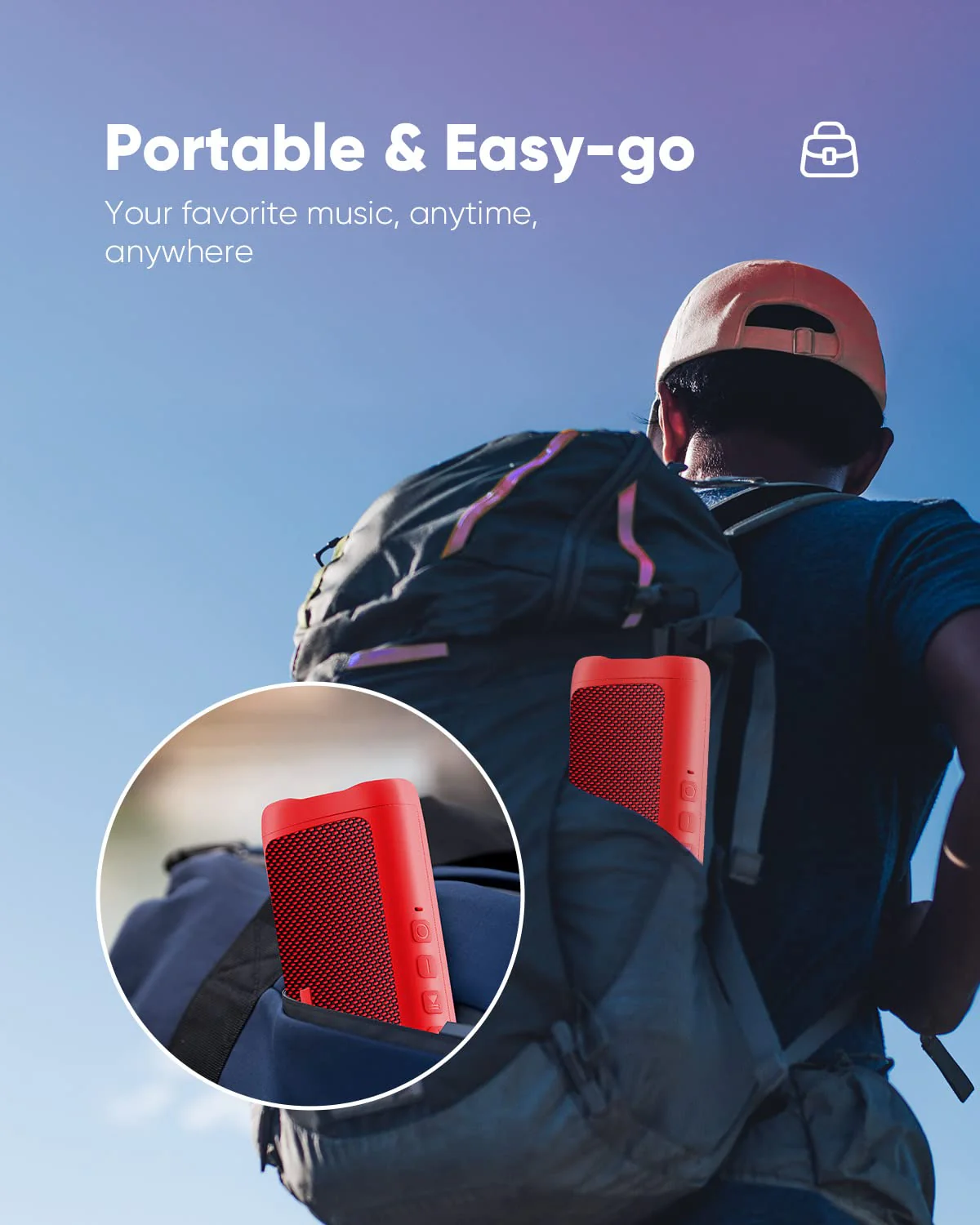 Bluetooth Speaker, IPX5 Waterproof Speaker with HD Sound, Up to 24H Playtime, TWS Pairing, BT5.3, Portable Wireless Speakers for Home/Party/Outdoor/Beach, Electronic Gadgets, Birthday Gift (Red) 1pcs-Red - Image 6
