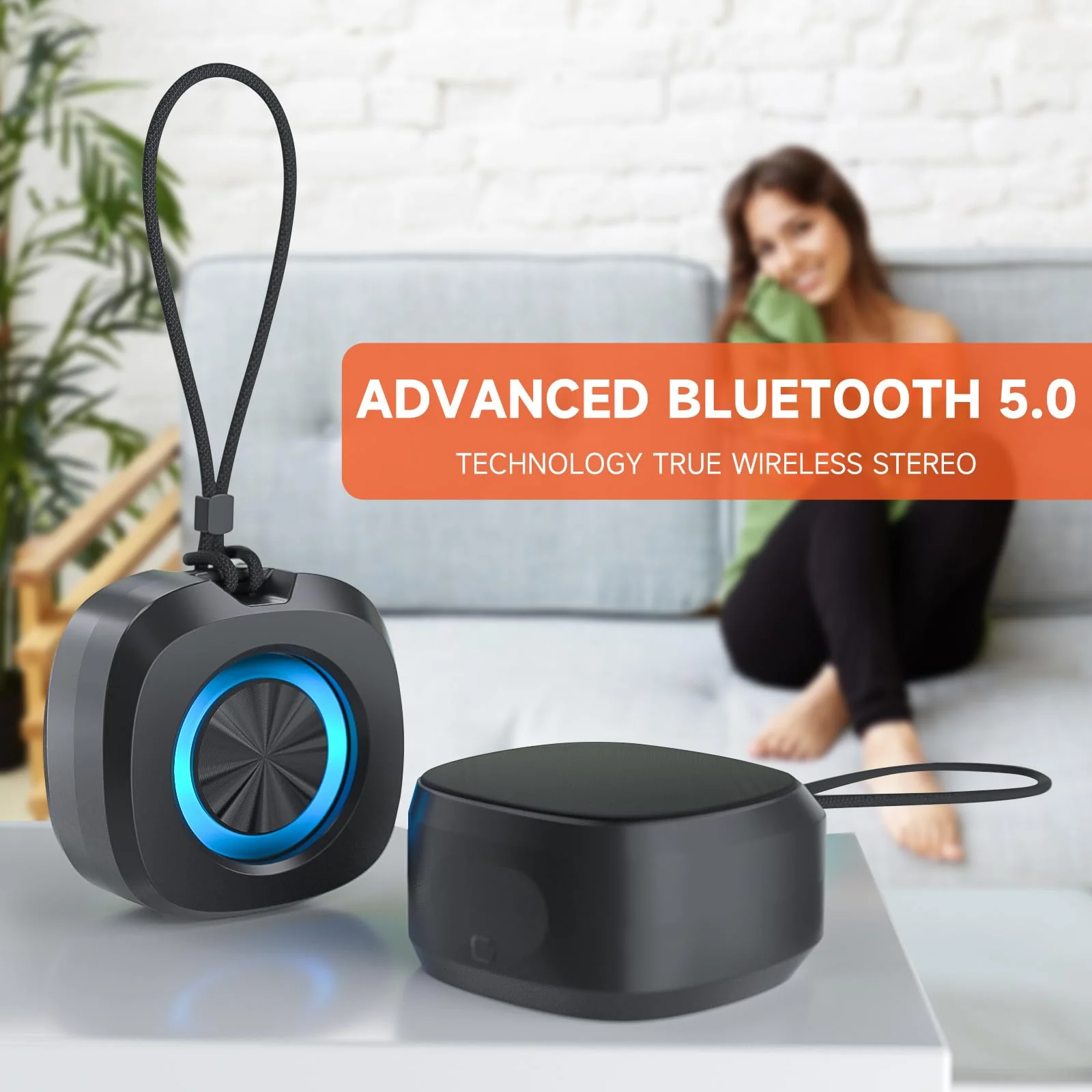 Bluetooth Speaker, Portable Wireless Speaker, IPX5 Waterproof Speakers Loud Stereo Sound with RGB Lights TWS Speakers Long Playtime for Home/Party/Outdoor, Electronic Gadgets, Birthday Gift (Black) - Image 2
