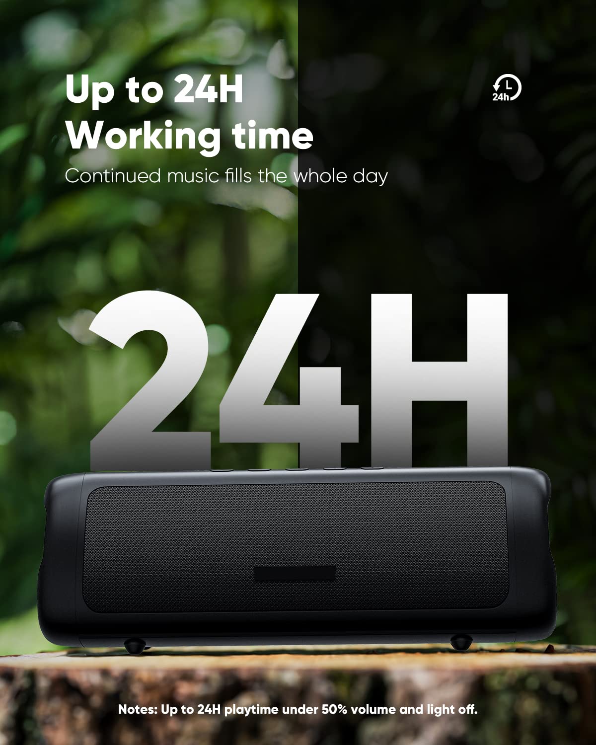Bluetooth Speaker with HD Sound, Portable Wireless, IPX5 Waterproof, Up to 24H Playtime, TWS Pairing, BT5.3, for Home/Party/Outdoor/Beach, Electronic Gadgets, Birthday Gift (Black) 1pcs-Glossy Black - Image 3