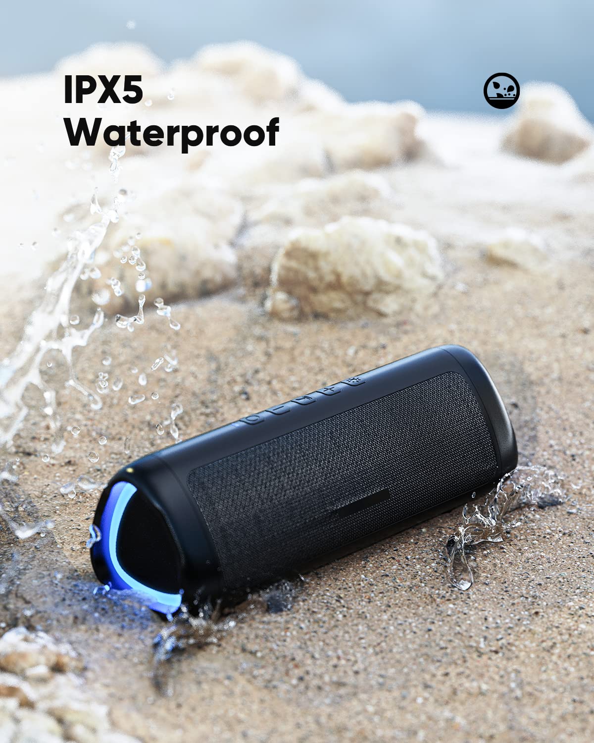 Bluetooth Speaker with HD Sound, Portable Wireless, IPX5 Waterproof, Up to 24H Playtime, TWS Pairing, BT5.3, for Home/Party/Outdoor/Beach, Electronic Gadgets, Birthday Gift (Black) 1pcs-Glossy Black - Image 7