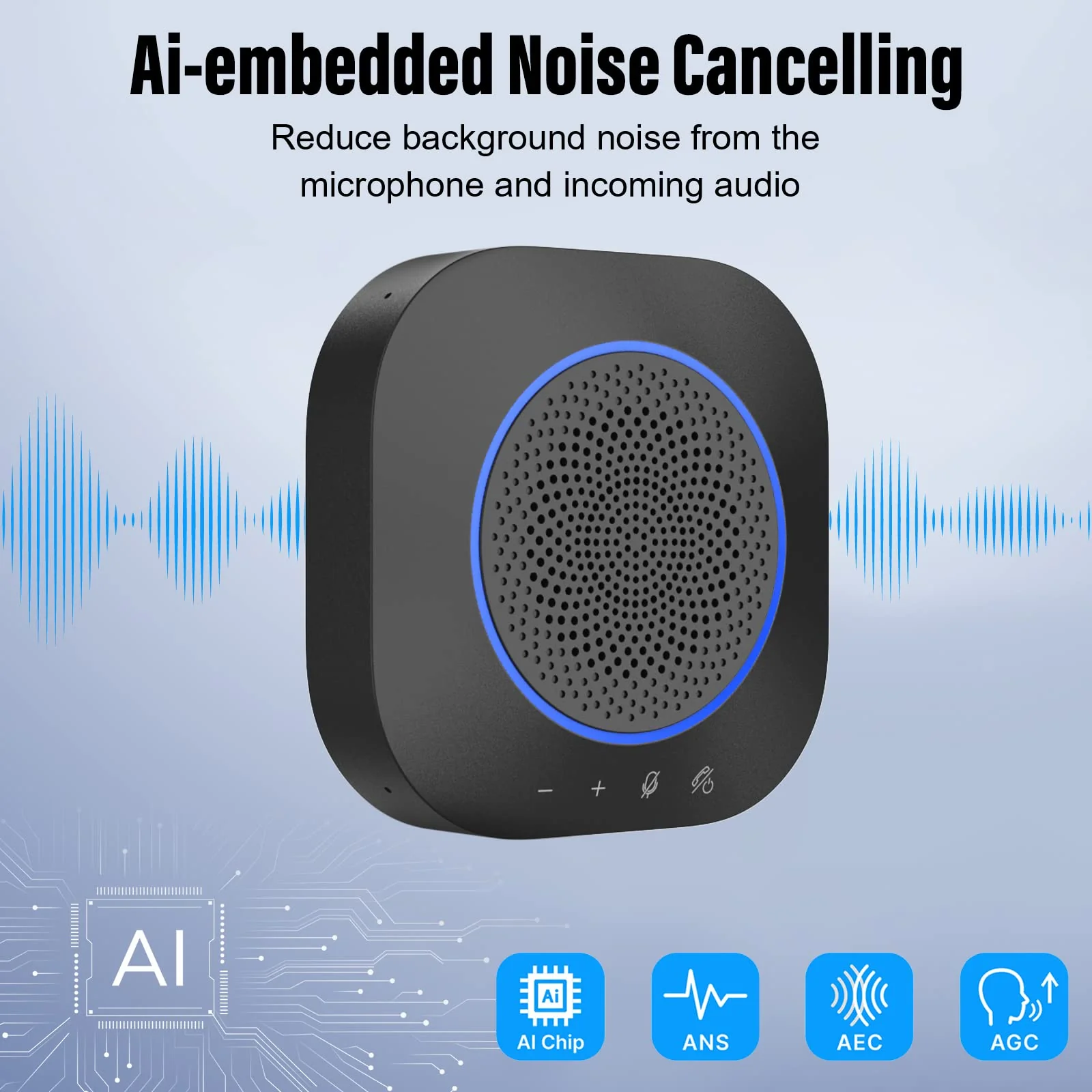 Bluetooth Speakerphone, Conference Speaker with Mics, 360°Enhanced Voice Pickup, Bluetooth 5.1, AI Noise Reduction Echo Cancellation, USB C, Conference Microphone for Home Office - Image 2