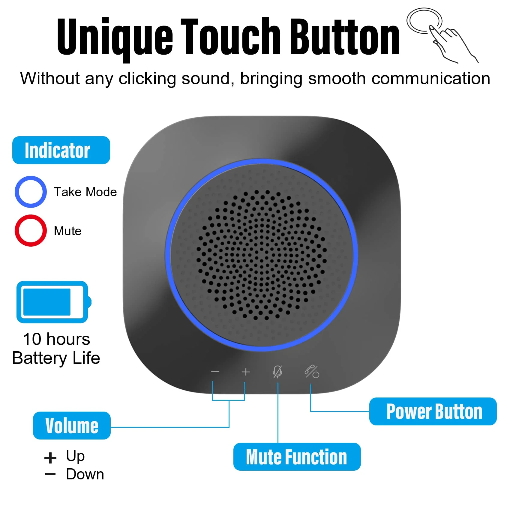 Bluetooth Speakerphone, Conference Speaker with Mics, 360°Enhanced Voice Pickup, Bluetooth 5.1, AI Noise Reduction Echo Cancellation, USB C, Conference Microphone for Home Office - Image 5