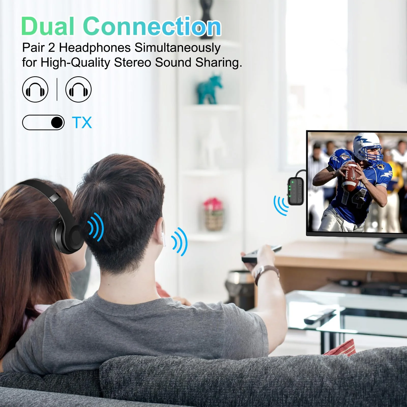 Bluetooth Transmitter Receiver, 2-in-1 V5.3 Wireless Adapter, Bluetooth Audio Transceiver for Airplane TV PC MP3 Gym Switch,Bluetooth Receiver for Speakers Headphones,aptX Low Latency & HD Black - Image 4