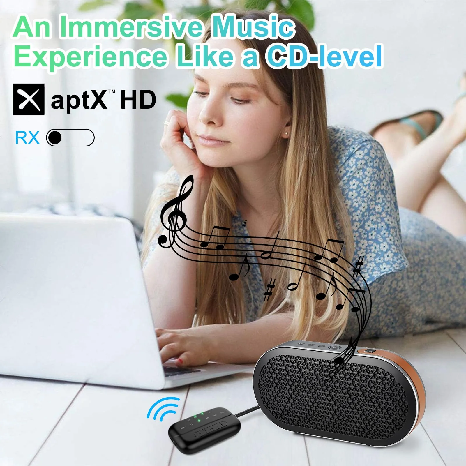 Bluetooth Transmitter Receiver, 2-in-1 V5.3 Wireless Adapter, Bluetooth Audio Transceiver for Airplane TV PC MP3 Gym Switch,Bluetooth Receiver for Speakers Headphones,aptX Low Latency & HD Black - Image 9