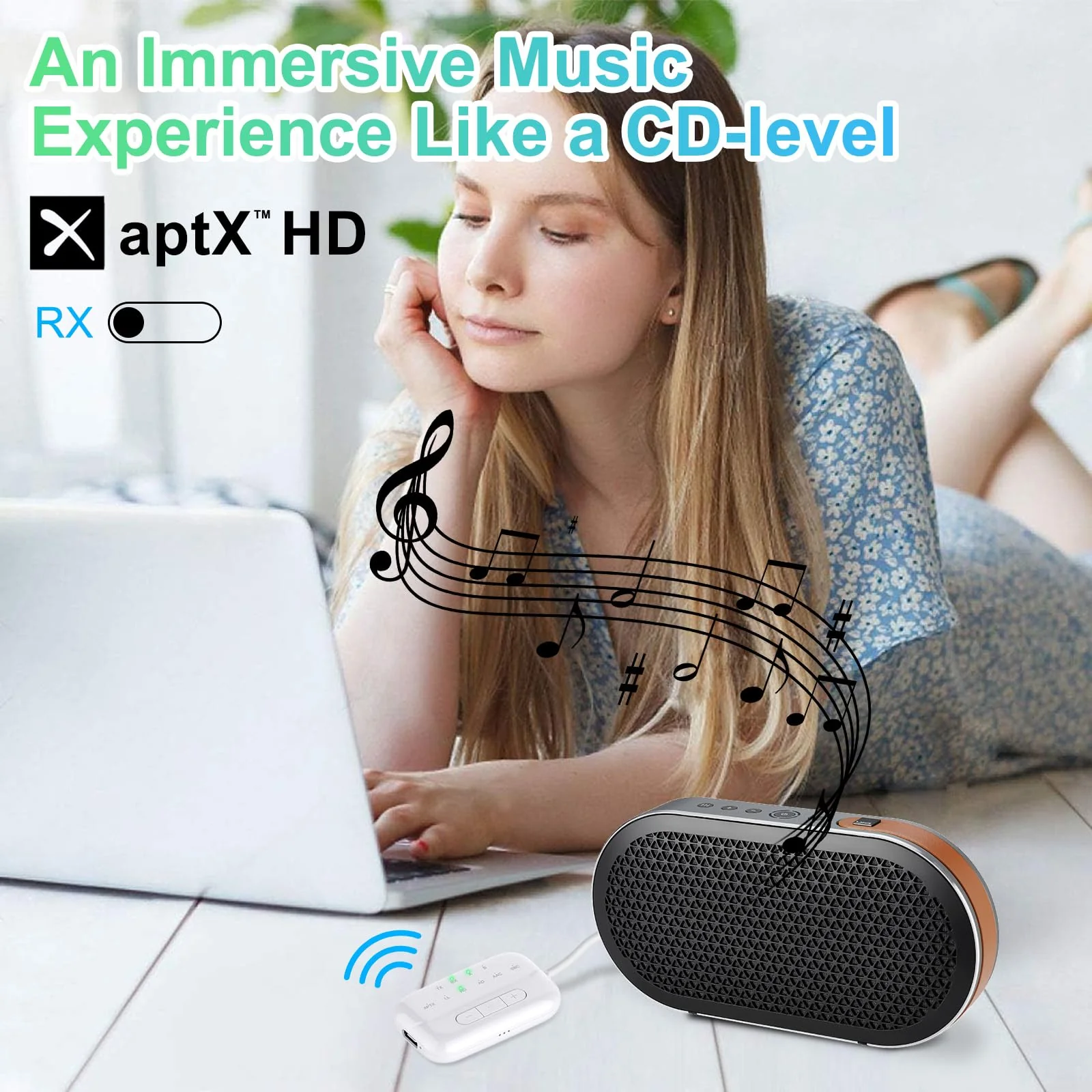 Bluetooth Transmitter Receiver,2-in-1 V5.3 Wireless Transmitter for Airplane,TV,PC,Gym,Switch. Supports up to 2 AirPods/Headphones. Bluetooth Receiver for Car/Home Stereo,with AptX Low Latency & HD White - Image 9