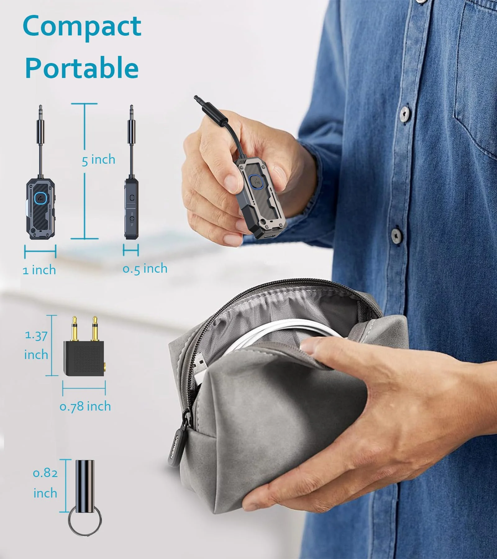 Bluetooth Transmitter Receiver Audio Adapter,Wireless AUX for 2 Headphones/iPhones, Use with Any 3.5mm Jack on Airplanes,Car Radio,TVs,Pcs,Home Stereos Audio Steaming, Hands-free Call - Image 9