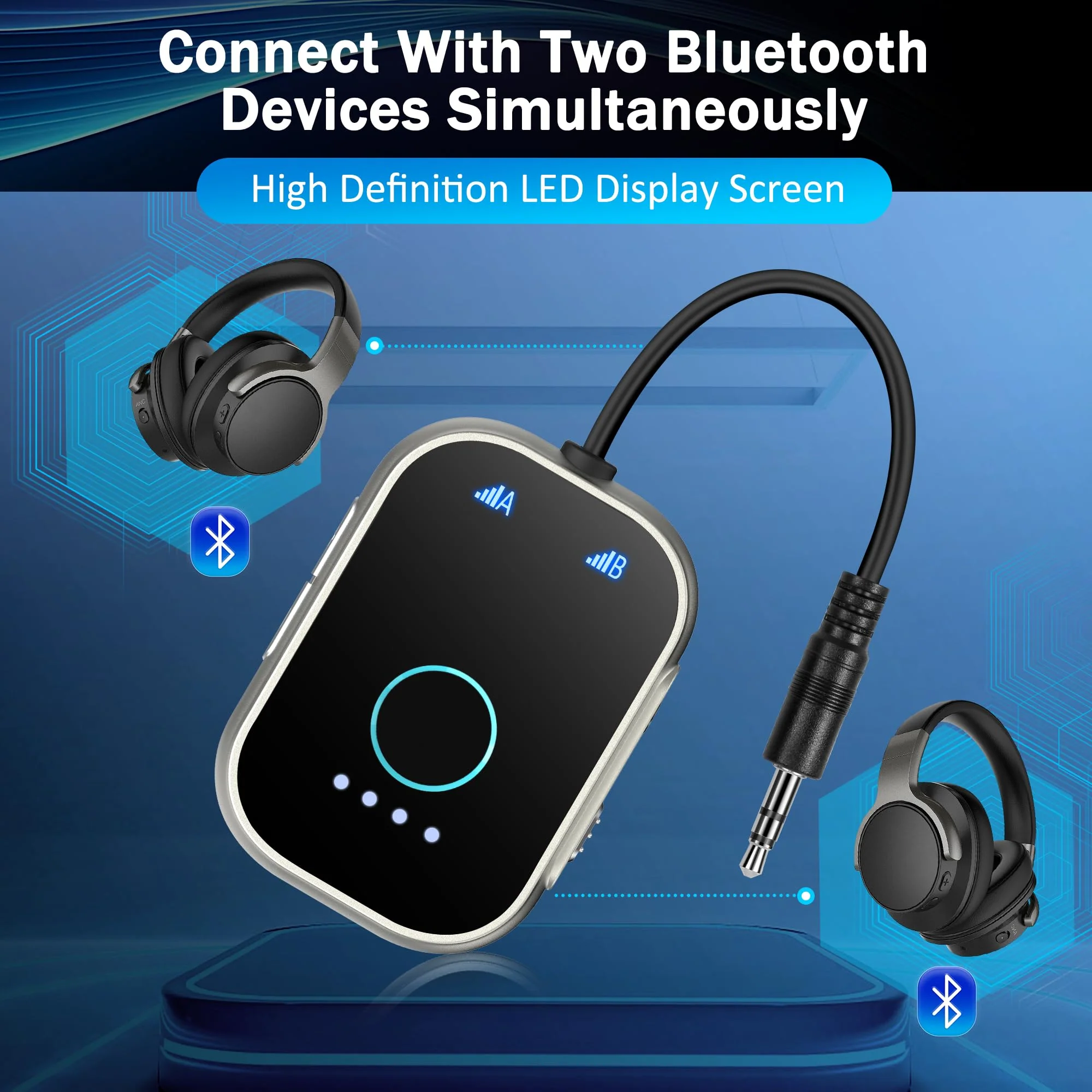 Bluetooth Transmitter Receiver for TV, 2-in-1 Bluetooth 5.3 Adapter for Airplane, Gym Equipment, Cars, for up to Two Wireless Headphones, Cell Phones. - Image 6