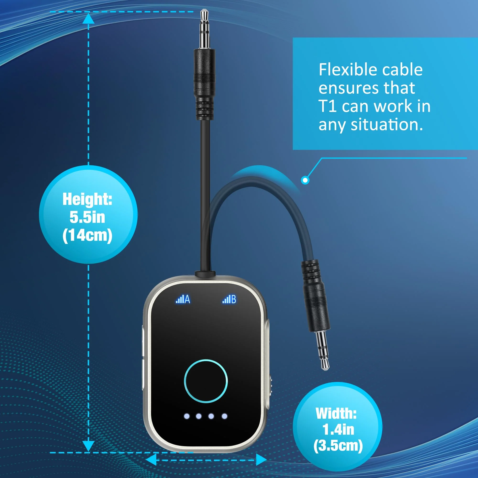 Bluetooth Transmitter Receiver for TV, 2-in-1 Bluetooth 5.3 Adapter for Airplane, Gym Equipment, Cars, for up to Two Wireless Headphones, Cell Phones. - Image 7