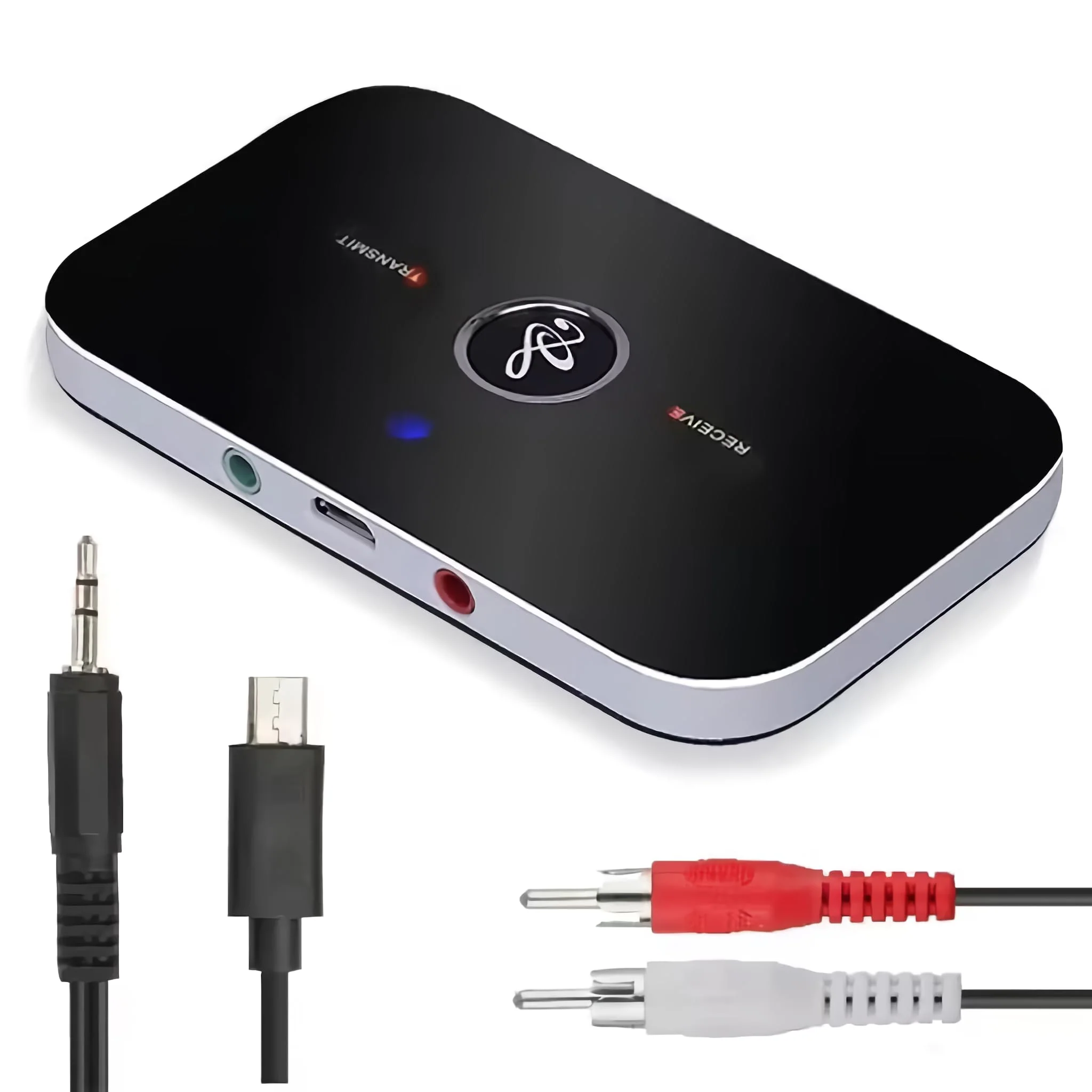 Bluetooth Transmitter Receiver Wireless Adapter 2 in 1,HIFI Bluetooth 5.0 Audio Adapter for Home Stereo with RCA 3.5mm AUX,Music Audio Adapter for Headphones/Speakers/Airplane/Home Theater/PC/Car