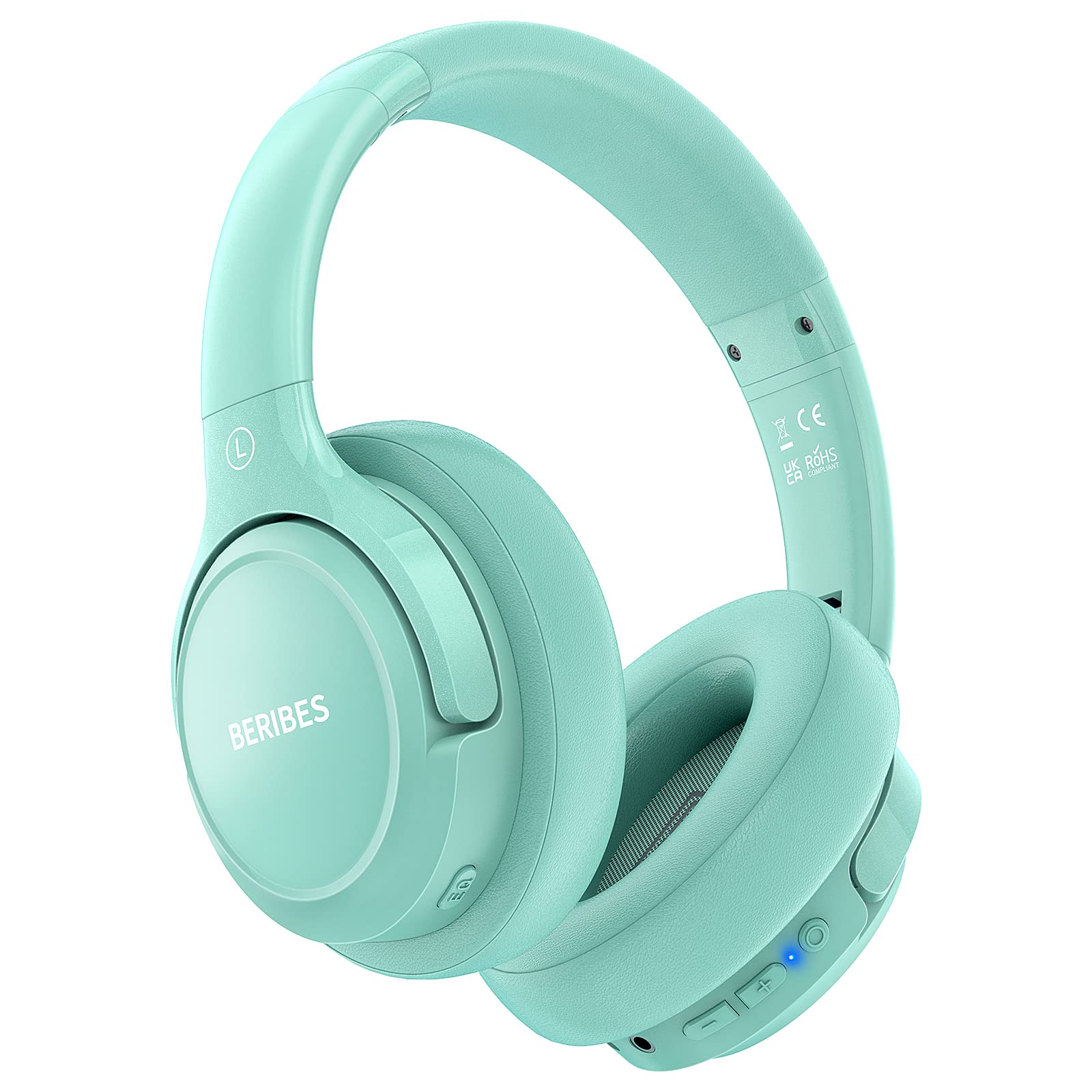 Bluetooth Wireless Headphones Over Ear,BERIBES 65H Playtime and 6 EQ Music Modes with Microphone,HiFi Stereo Foldable Lightweight Headset, Deep Bass for Home Office Cellphone PC Etc.(Green) Green