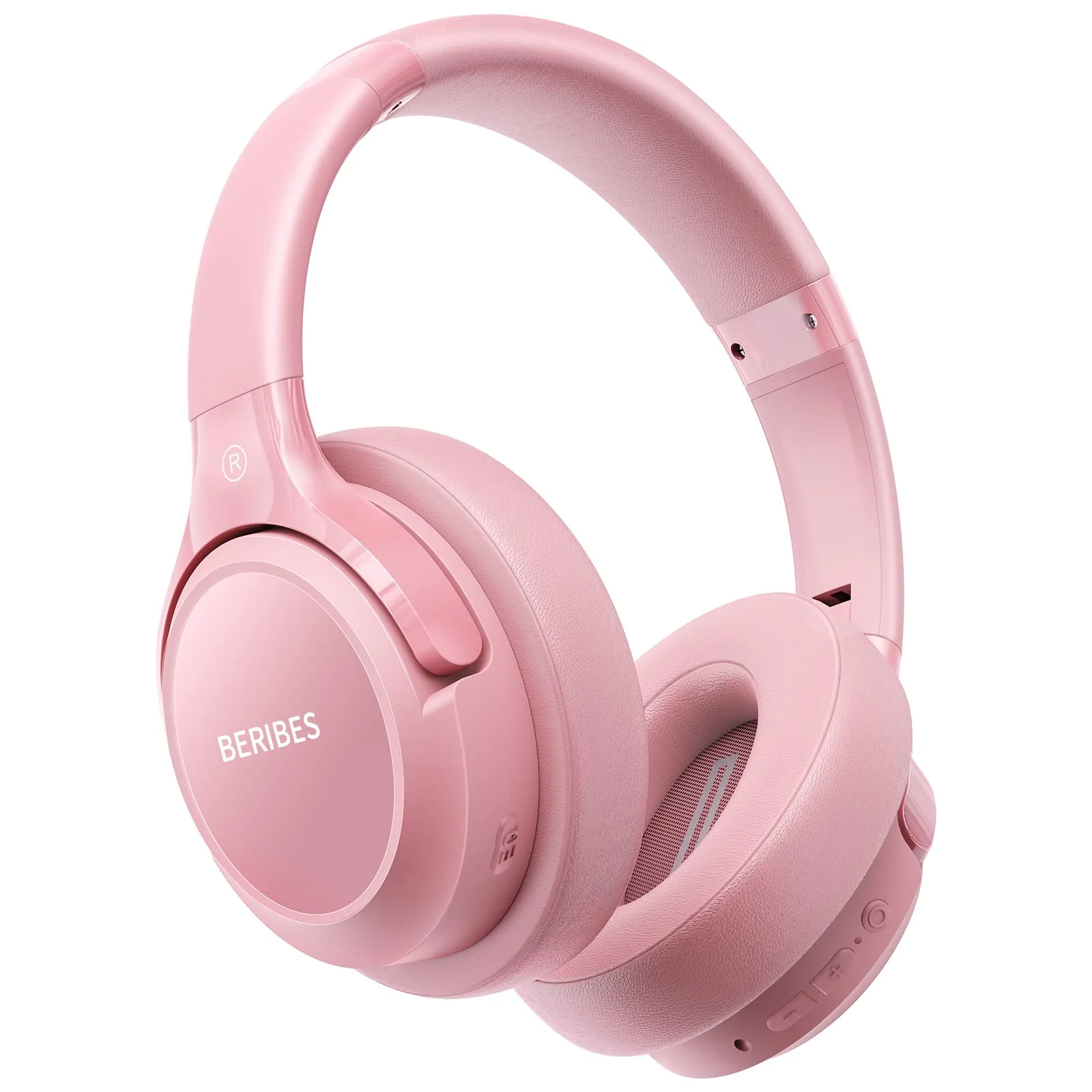 Bluetooth Wireless Headphones Over Ear,BERIBES 65H Playtime and 6 EQ Music Modes with Microphone, HiFi Stereo Foldable Lightweight Headset, Deep Bass for Home Office Cellphone PC Etc.(Pink) Pink