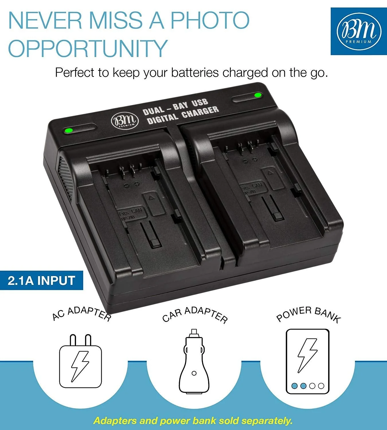 BM Premium 2 BP-727 Batteries and Dual Charger for Canon Vixia HFR80 HFR82 HFR800, HFR70, HFR72, HFR700, HFR32, HFR300, HFR40, HFR42, HFR400, HFR50, HFR52, HFR500, HFR60, HFR62, HFR600 Camcorder - Image 4
