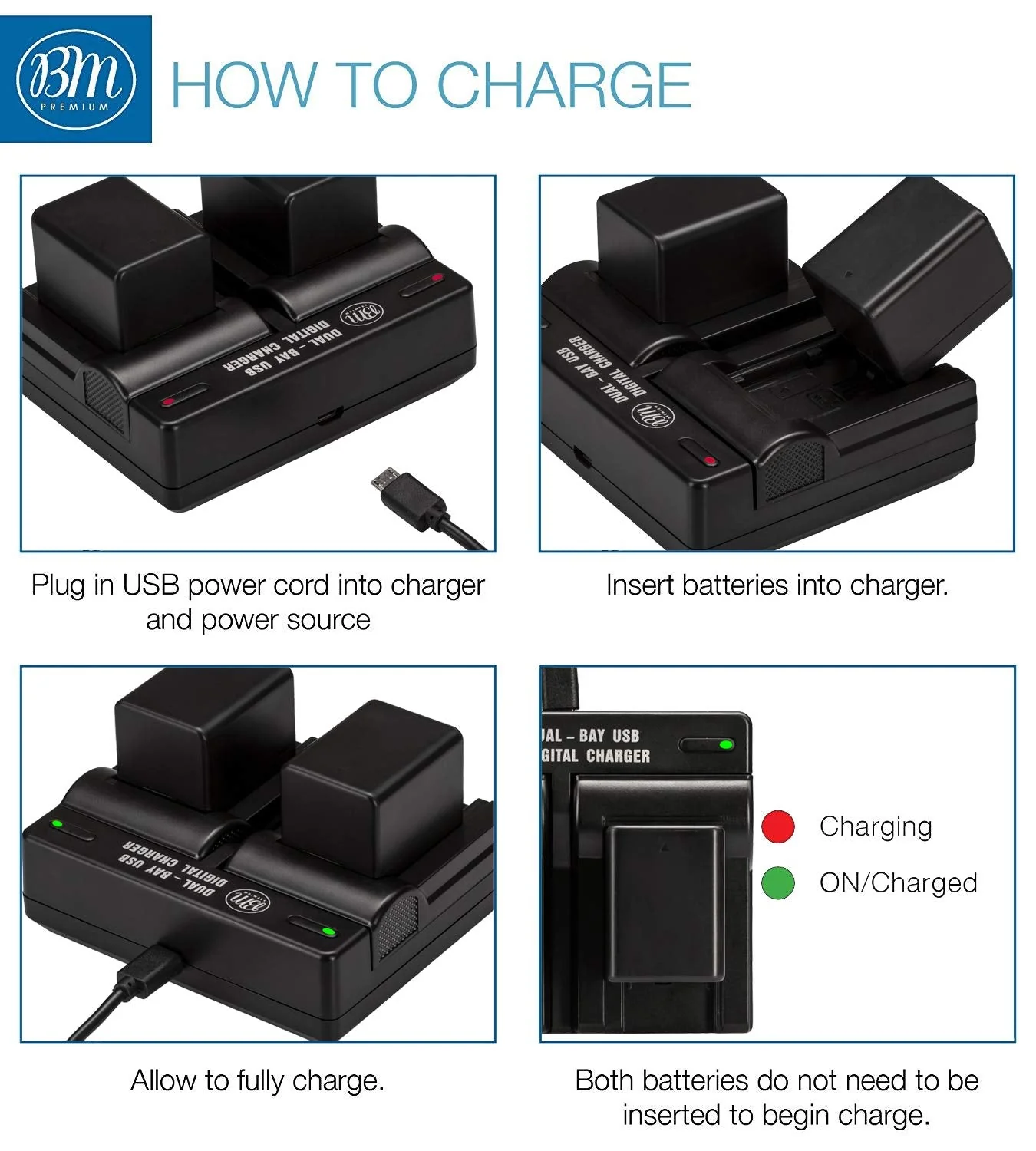 BM Premium 2 BP-727 Batteries and Dual Charger for Canon Vixia HFR80 HFR82 HFR800, HFR70, HFR72, HFR700, HFR32, HFR300, HFR40, HFR42, HFR400, HFR50, HFR52, HFR500, HFR60, HFR62, HFR600 Camcorder - Image 5