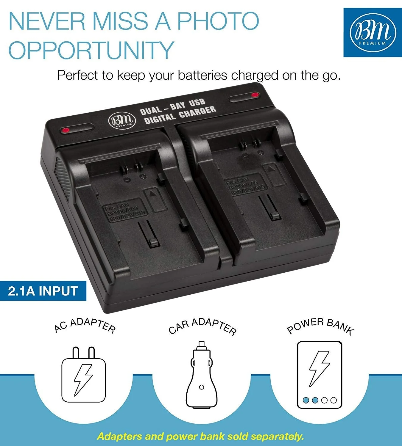 BM Premium 2 BP-828 Batteries and Dual Battery Charger for Canon VIXIA HF G40, HF G50, HF G60, HF G70, XA40, XA45, XA50, XA55, XA60, XA65, XA70, XA75, XA10, XA11, XA15, XA20, XA25, XF400, XF405 - Image 4