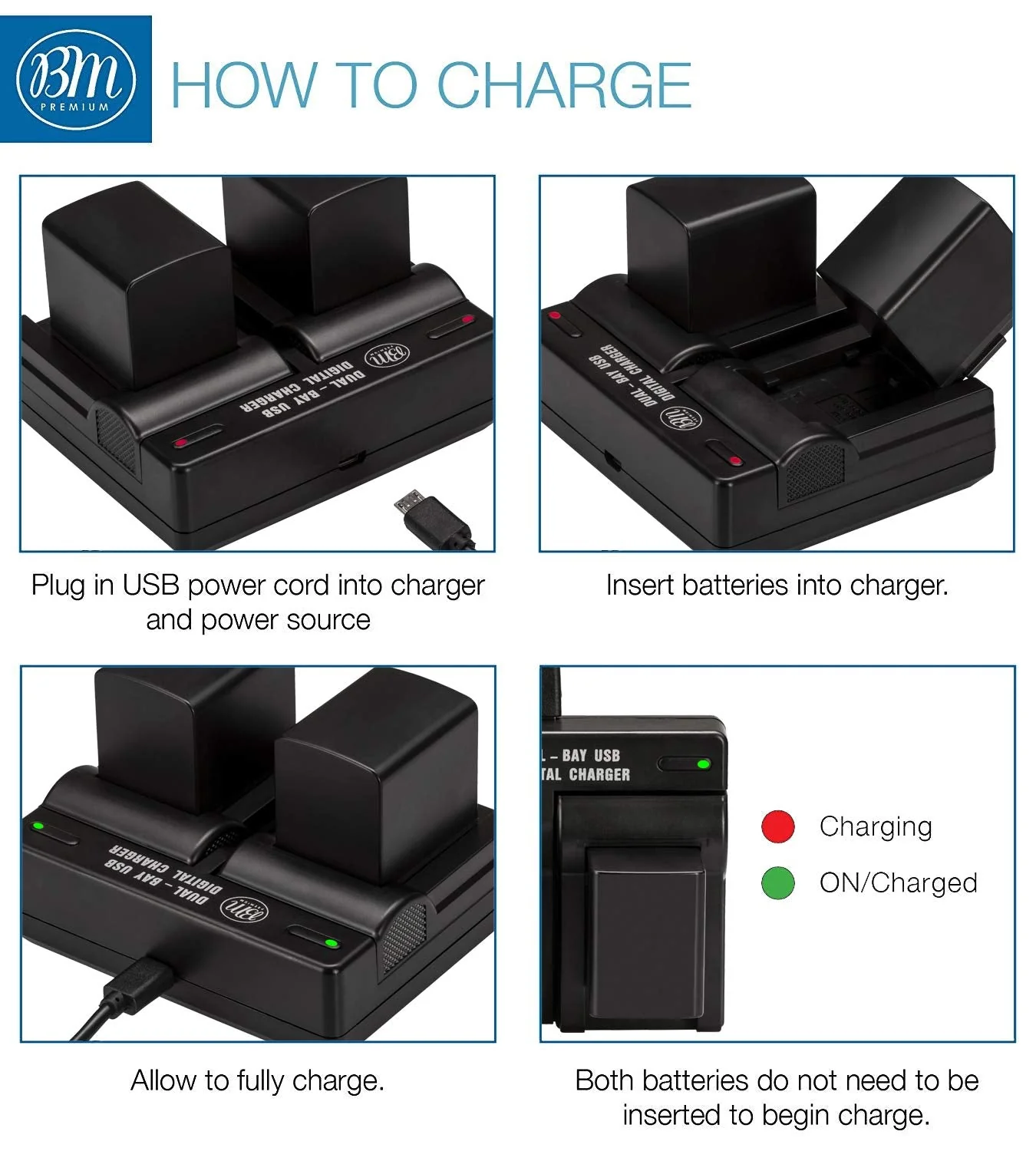 BM Premium 2 BP-828 Batteries and Dual Battery Charger for Canon VIXIA HF G40, HF G50, HF G60, HF G70, XA40, XA45, XA50, XA55, XA60, XA65, XA70, XA75, XA10, XA11, XA15, XA20, XA25, XF400, XF405 - Image 5